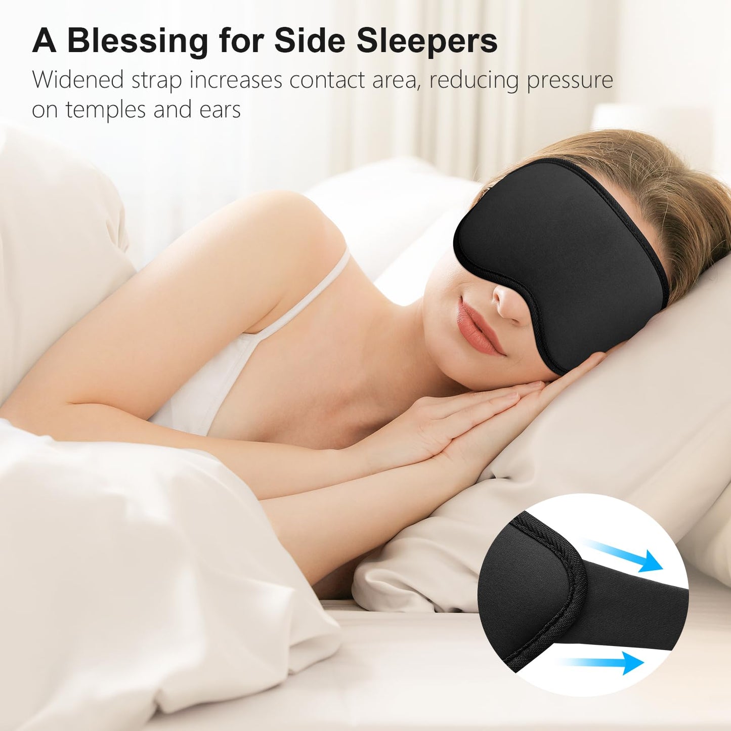 Gritin 100% Light Blocking Sleep Masks for Men & Women-Zero Pressure Sleeping Eye Mask -3D Ergonomic Design Eye Movement and Eyelash Friendly, Ultra Comfortable Blindfold for Sleeping