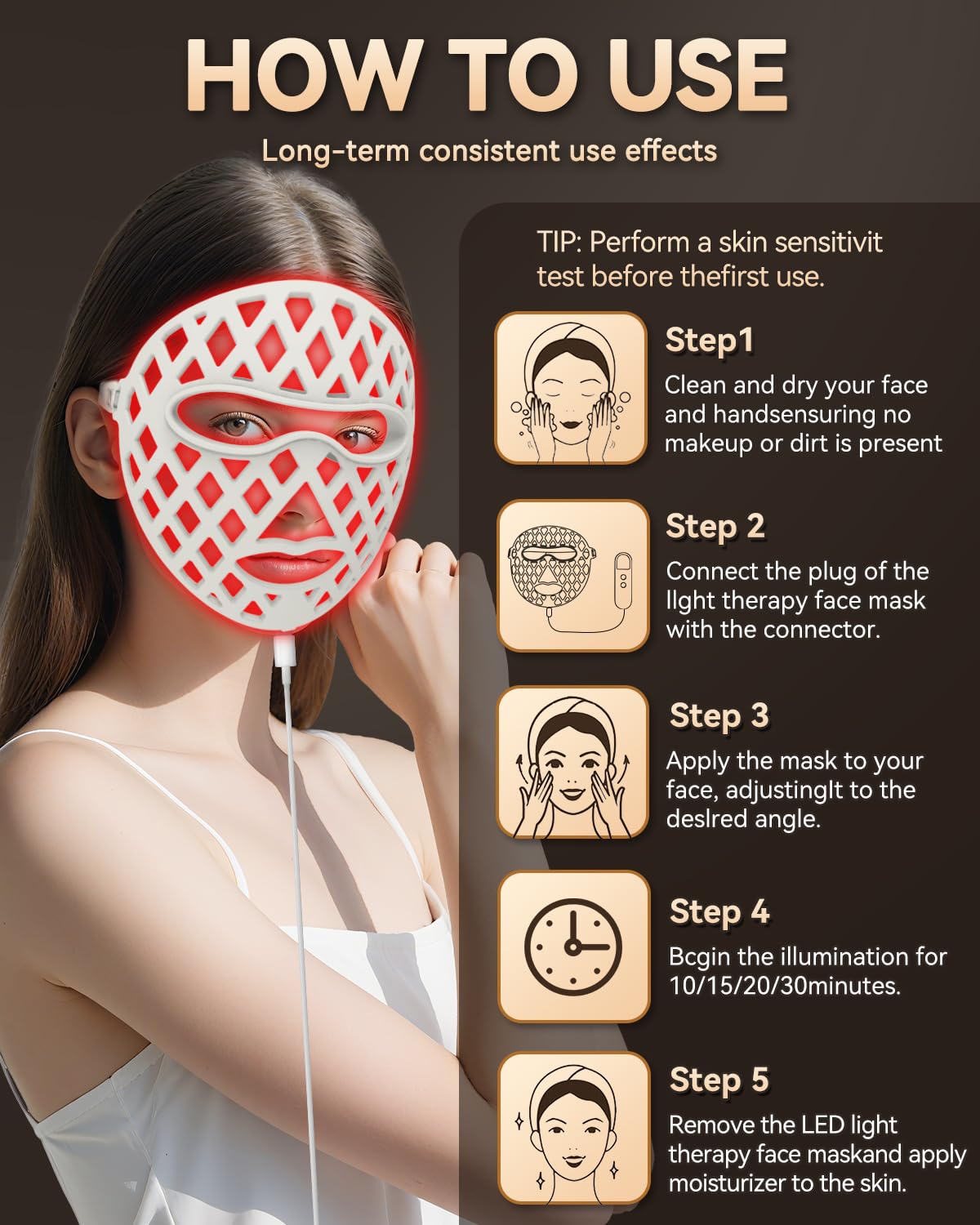 LUTDTRS LED Light Therapy Face Mask,7 Colors Light Beauty Facial Device Reusable Mask for Girl Skin Tightening Acne Treatment Anti-Aging Smooth Wrinkles Fine Lines and Skin Repair Home Skincare