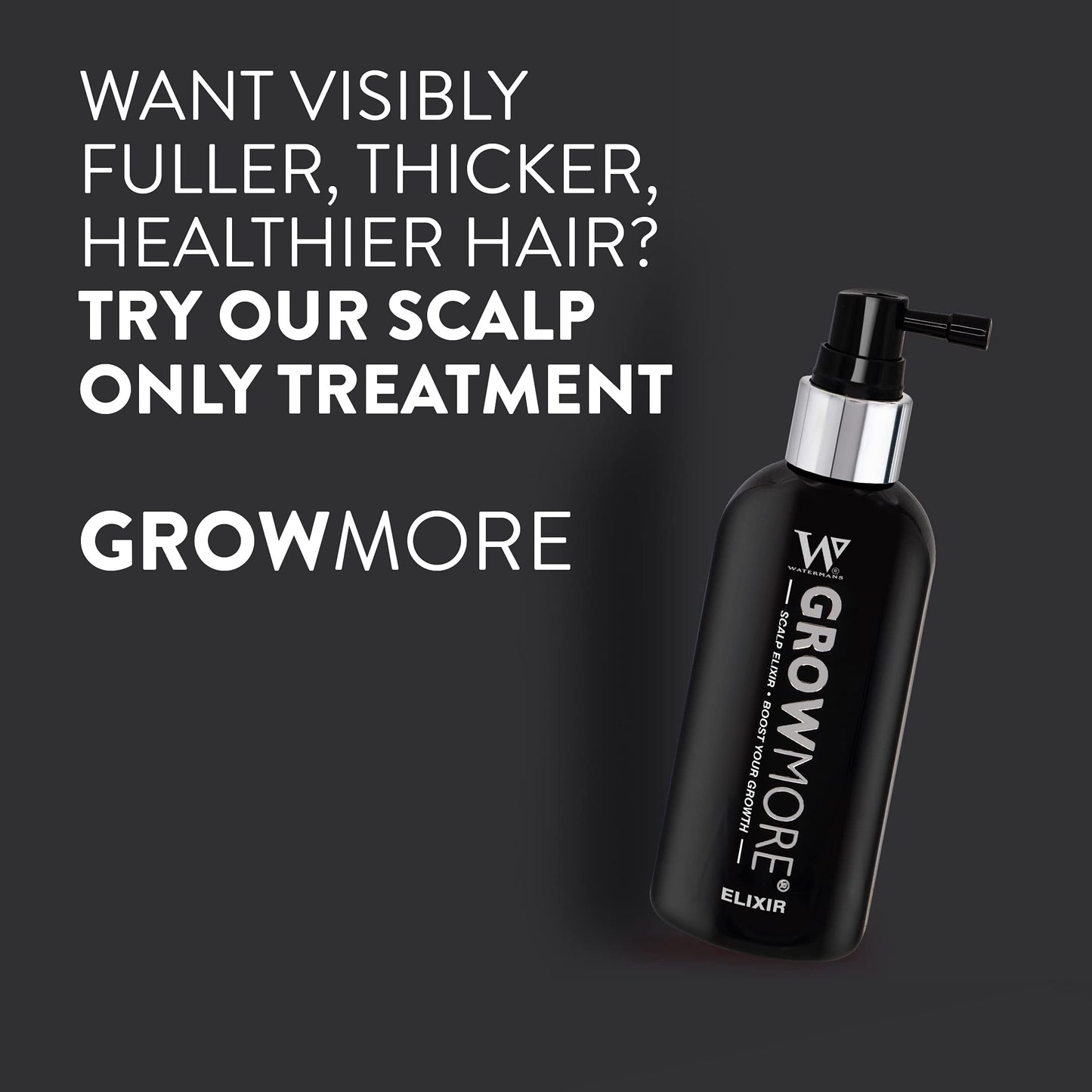 Watermans Grow More Elixir: Hair Growth Serum, Leave-In Scalp Treatment for Hair Loss & Thickening Hair. Boost Growth for Both Women & Men