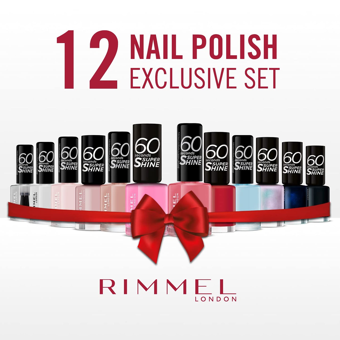 Rimmel London 60 Seconds Super Shine Nail Polish Set – 12 Assorted Shades