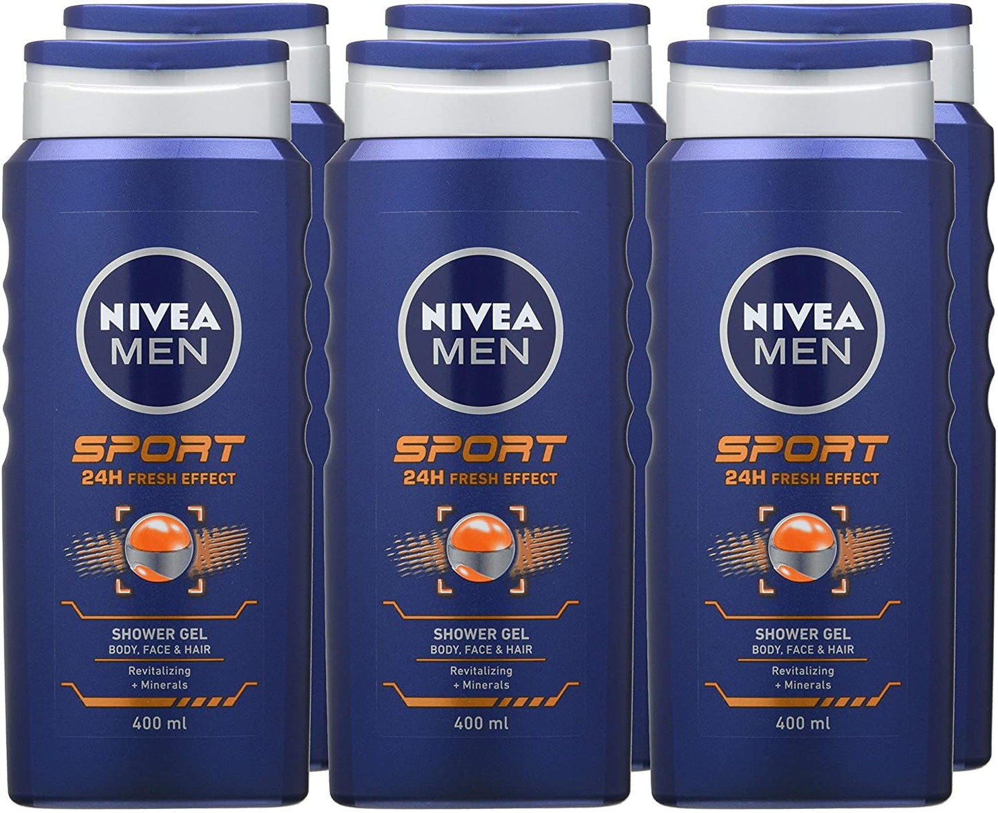 NIVEA MEN Sport Shower Gel (6 x 400ml), Refreshing Body Wash with Lime Scent, All-in-1 Shower Gel for Men, Strong NIVEA MEN Shower Gel