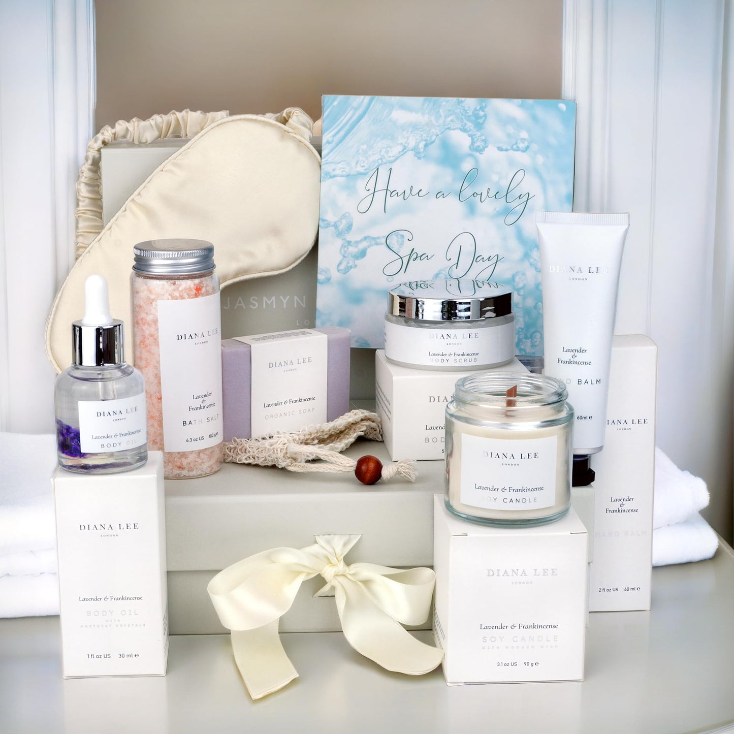 Jasmyn & Greene Relaxation Birthday Gifts for Women - Luxury Pamper Hamper Bath Set Gifts for Her with Lavender. Spa Sets for Mum with Organic Self Care Presents. Pamper Gift for Womens Birthday