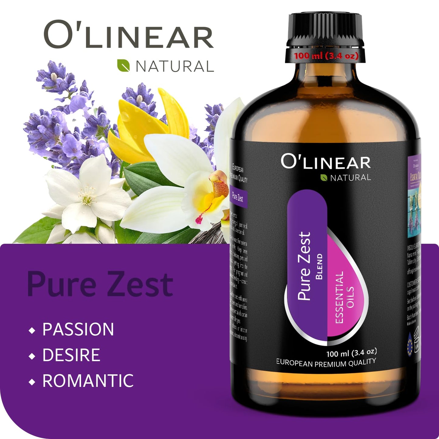 Love Mood Essential Oil Blend 3.3 Fl Oz Aromatherapy Diffuser Romantic Air Freshener Supplies, Desire Mood Boost Candle Making Supplies, Room Essentials Passion Aroma for Oil Diffuser Essential Oils