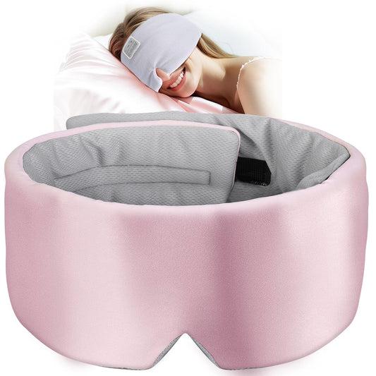 LC-dolida Bluetooth Sleep Mask Headphones, Upgraded Widened Bluetooth Sleep Headphones 100% Blackout Eye Mask Headphone with HD Speakers, Sleeping Headphones Birthday Gift for Women Men