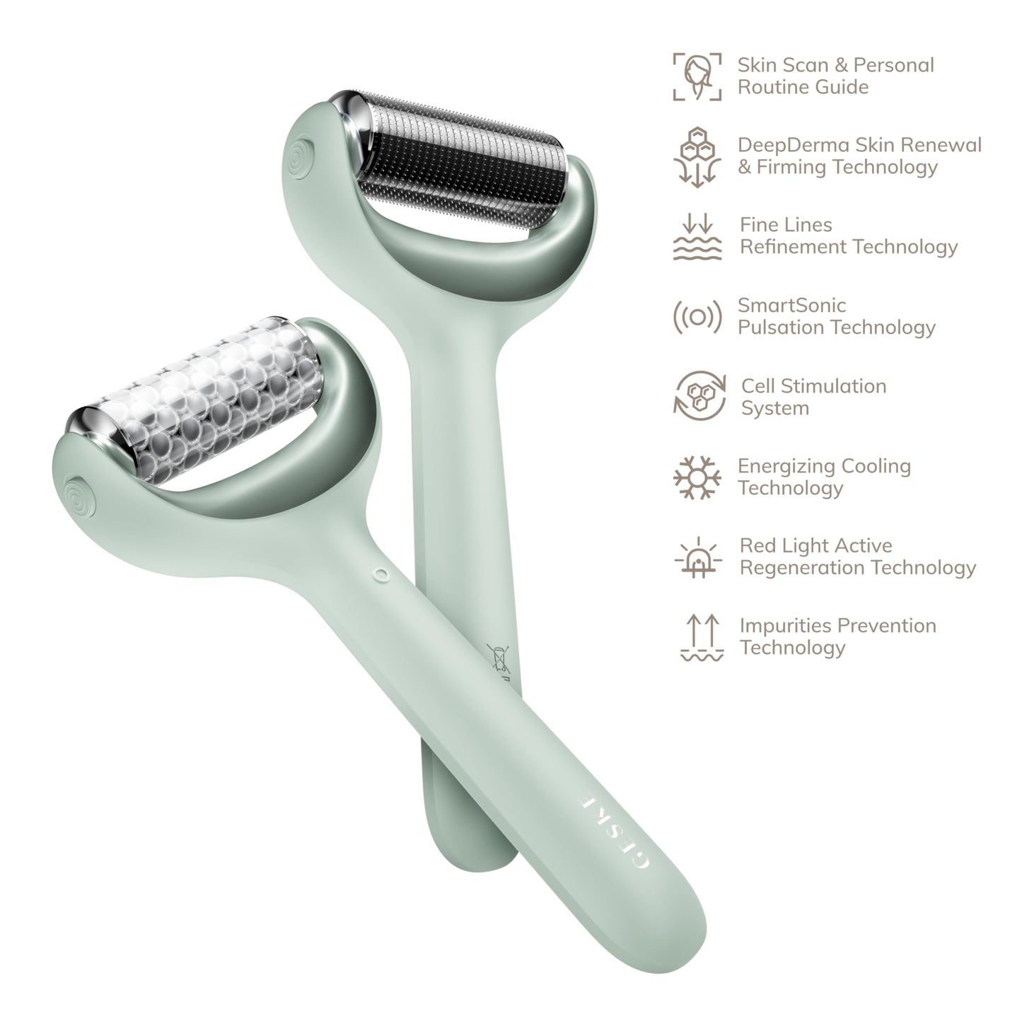 GESKE SmartAppGuided™ MicroNeedle Face & Body Roller | 8 in 1 | Derma Roller | Electric roller | Microneedling device | Needle roller | Beauty roller for face and body