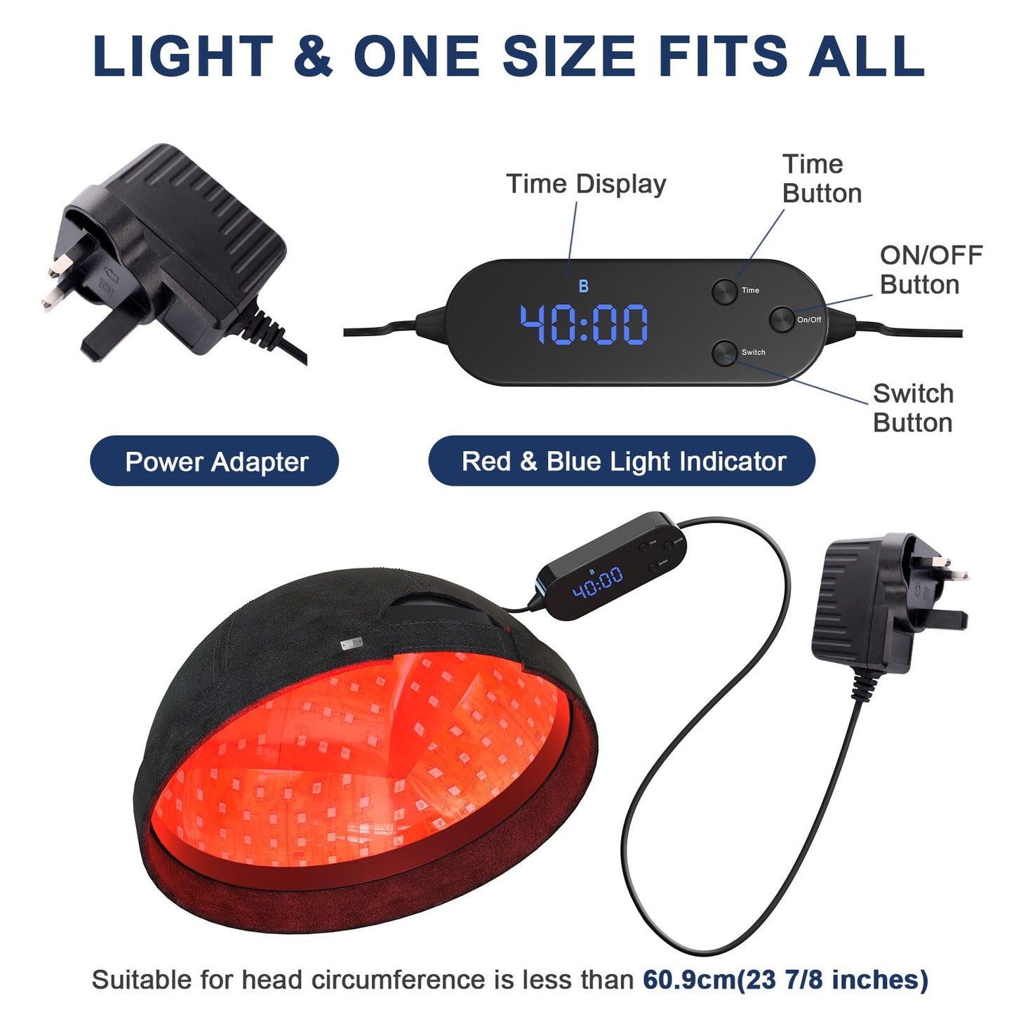 Laser Hair Growth Helmet, Red Light Therapy Cap for Hair Regrowth Hair Loss for Men and Women with 236pcs Lamp
