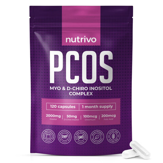 Myo Inositol & D Chiro Inositol - 120 Capsules | PCOS Supplement Supports Fertility, Weight Loss & Hormone Balance | Inositol 2000mg, D- Chiro Inositol, Folic Acid, Chromium | Alternative to Tablets