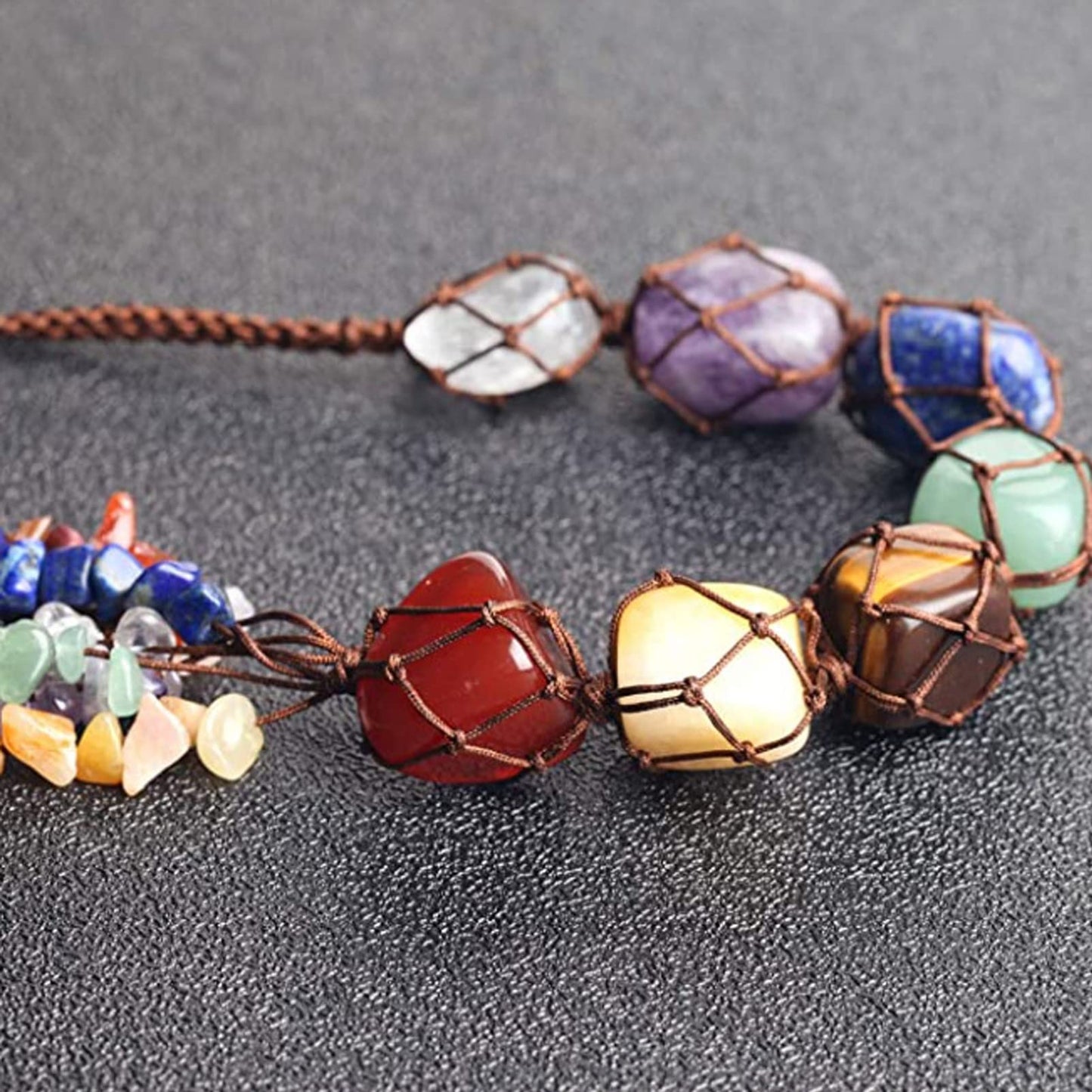 7 Chakras Healing Crystals, Natural Gemstones Spiritual Gifts for Women Polished Tumbled Stones Positive Energy Spiritual Meditation Hanging Ornament/Window Ornament/Feng Shui (Healing Crystals-01)