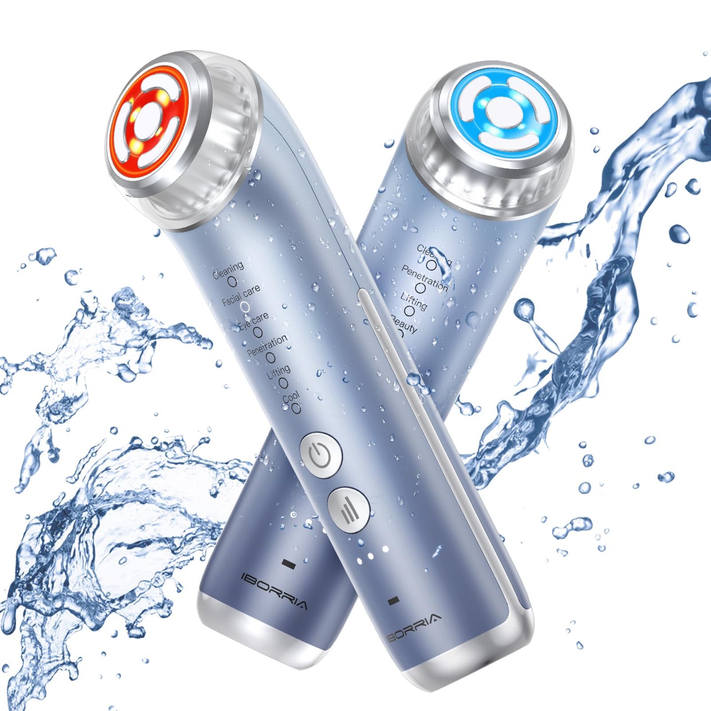 IBORRIA 2MHz Radio Frequency Skin Tightening, Aura2 Pro Face Massager Microcurrent Face Lift Device, Facial Massager Electric Face Sculptor, 90kHz EMS Face Lifting Machine, Skin Tightening (Blue)