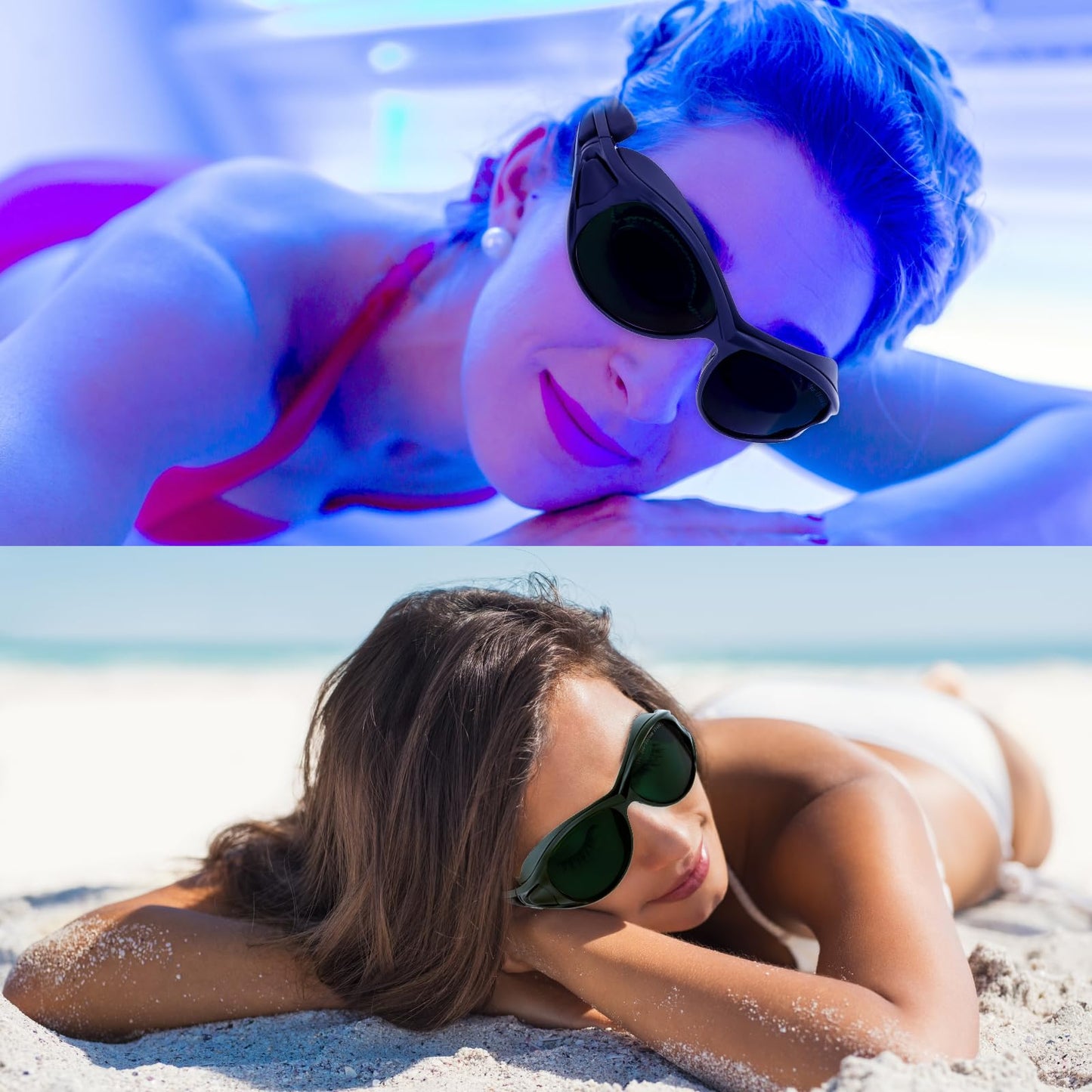 MCWlaser Professional LED Red & Blue Light Therapy Glasses 200nm-2000nm IPL Laser Safety Glasses Protective Goggles for Hair Removal, UV400 Tanning Goggles Cosmetology Eye Protection Style 2