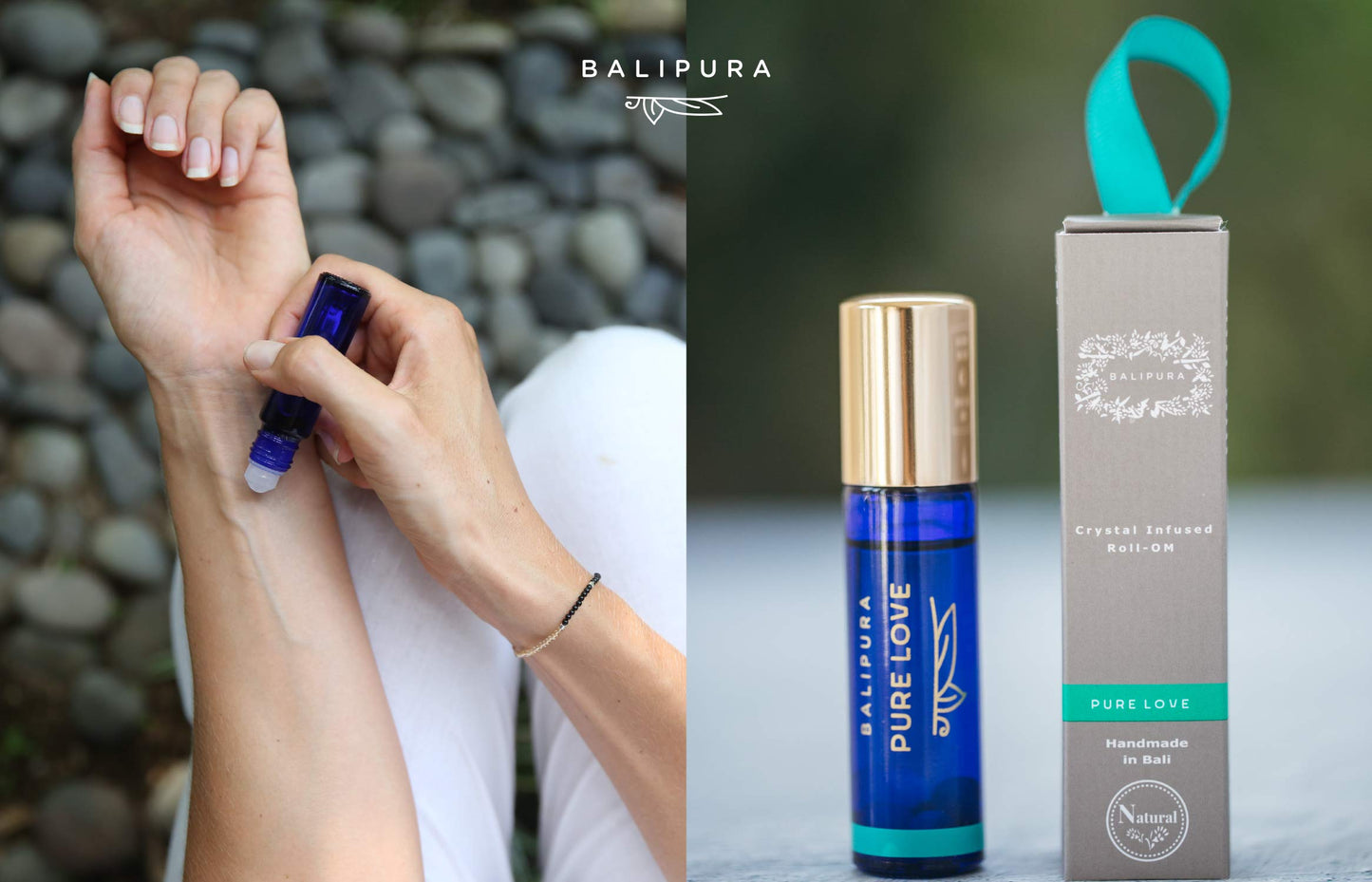 BALIPURA - Pure Love Crystal Aura Roll On- Jasmine Essential Oil with Rose Quartz Crystals - Essentail Oils for Body - Calming Essential Oils Roll On- Relaxation Gifts for Women