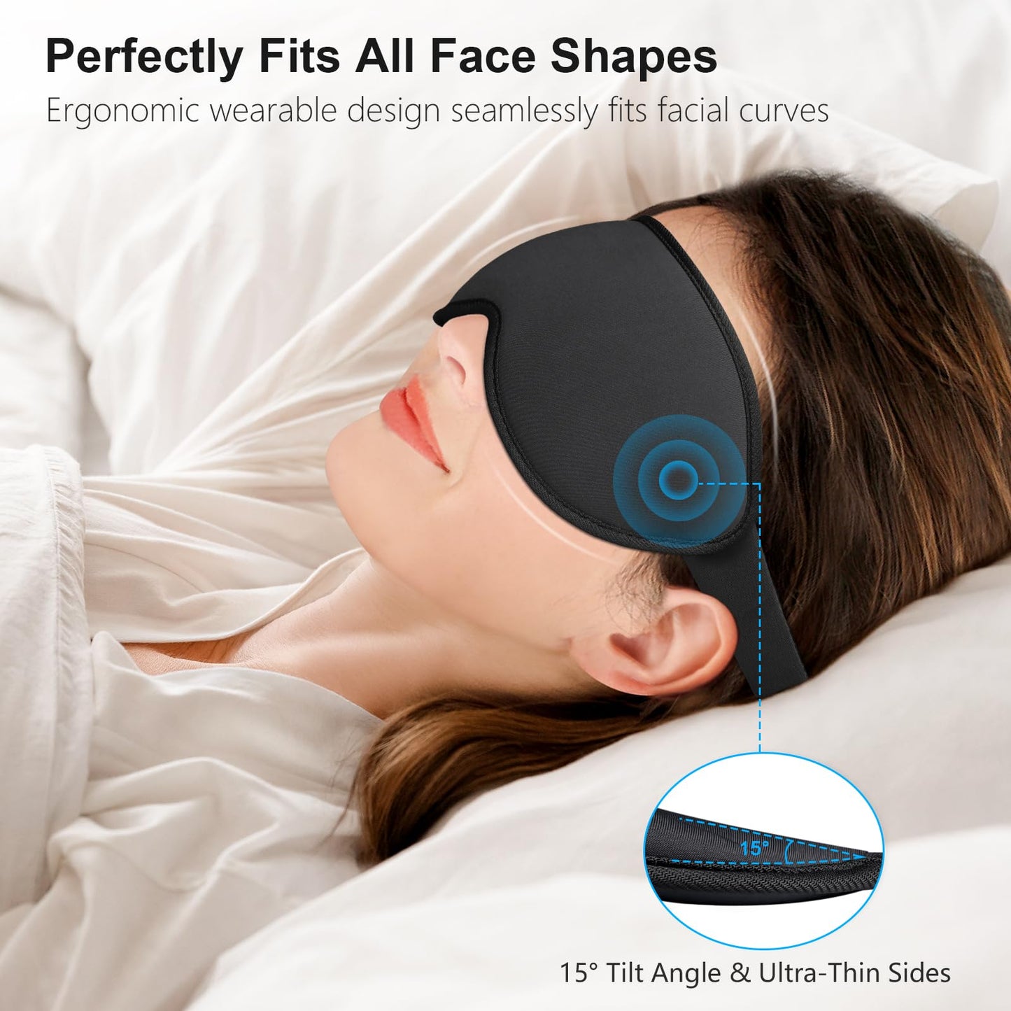 Gritin 100% Light Blocking Sleep Masks for Men & Women-Zero Pressure Sleeping Eye Mask -3D Ergonomic Design Eye Movement and Eyelash Friendly, Ultra Comfortable Blindfold for Sleeping