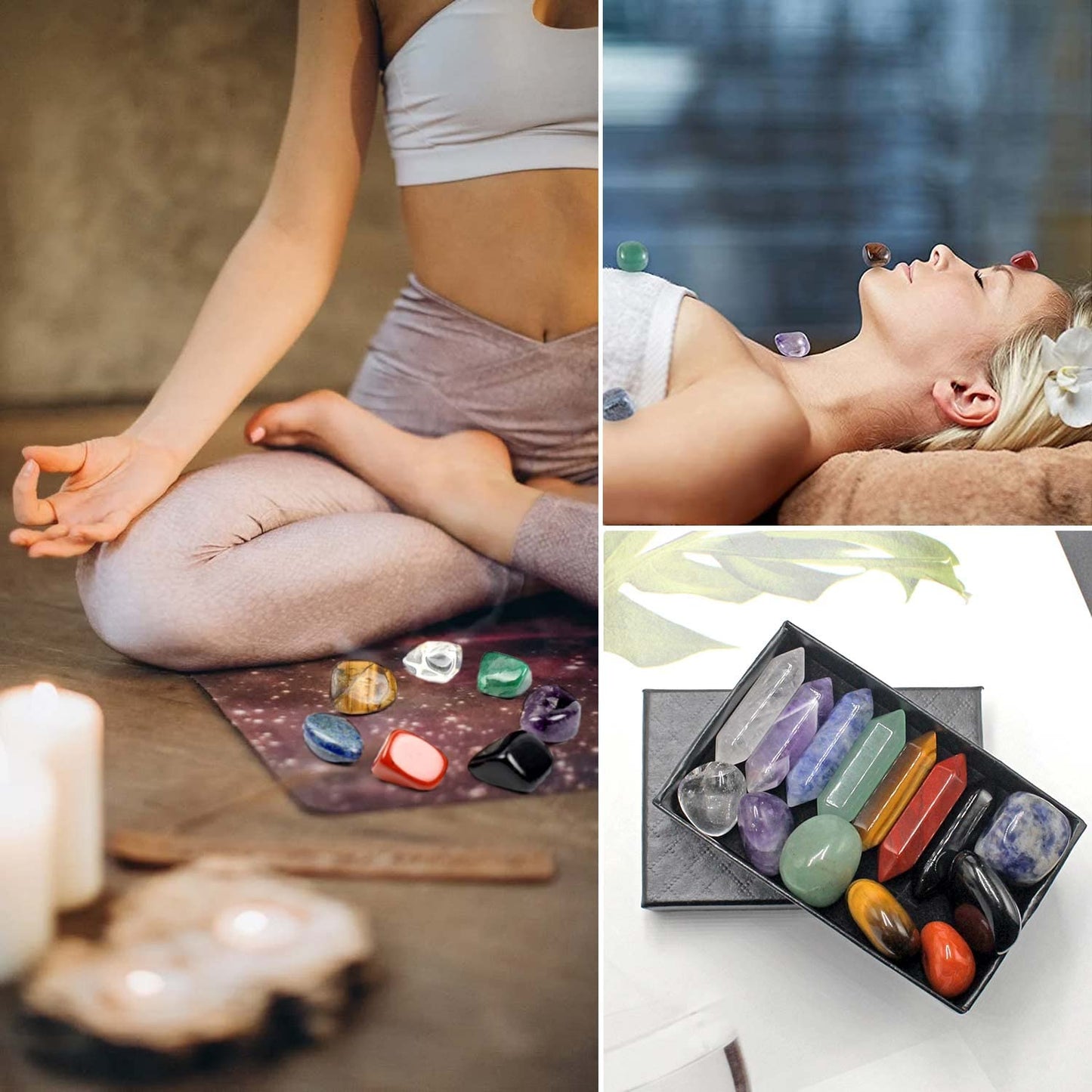 Chakra Stone Healing Crystals Set in Box, Natural Reiki Healing Crystal Points Gemstone Wand Set for Meditation Crystal Therapy Anxiety Relief Balancing Yoga Crystals and Gemstones for beginner(14pcs)