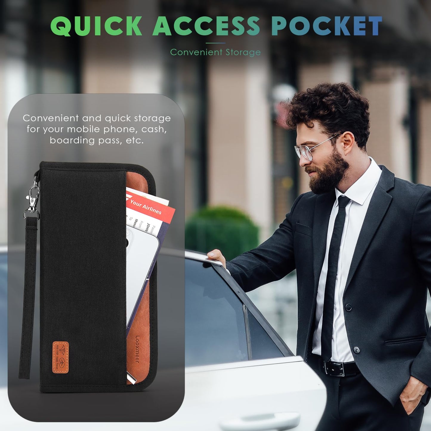 Looxmeer Travel Wallet, Family Passport Holder, RFID Blocking Travel Accessories Organizer for Tickets, Cards, Cash, Holiday Essentials Case Cover for Man & Woman