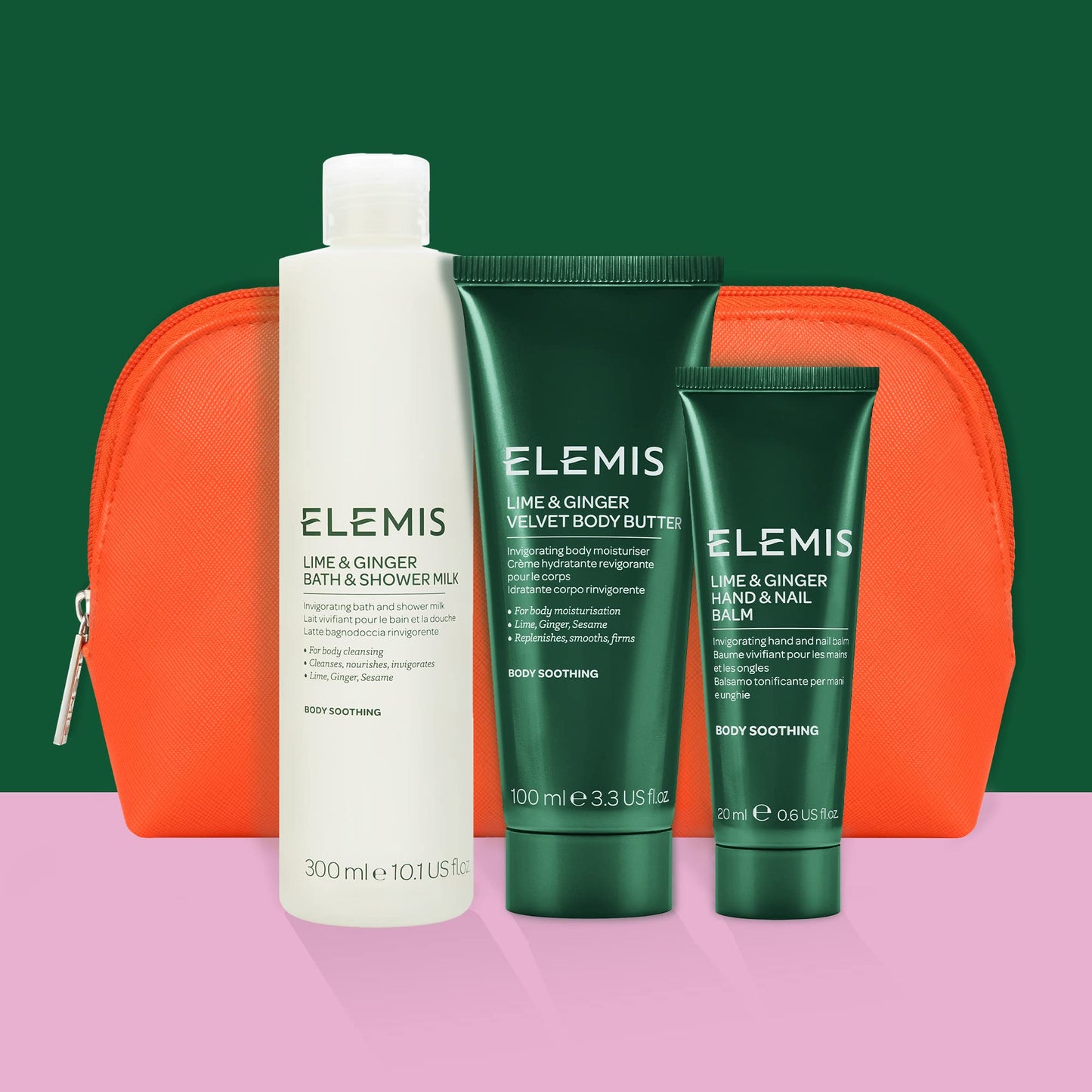 ELEMIS Lime and Ginger Body Care Trio, 3-Piece Luxury Body Care