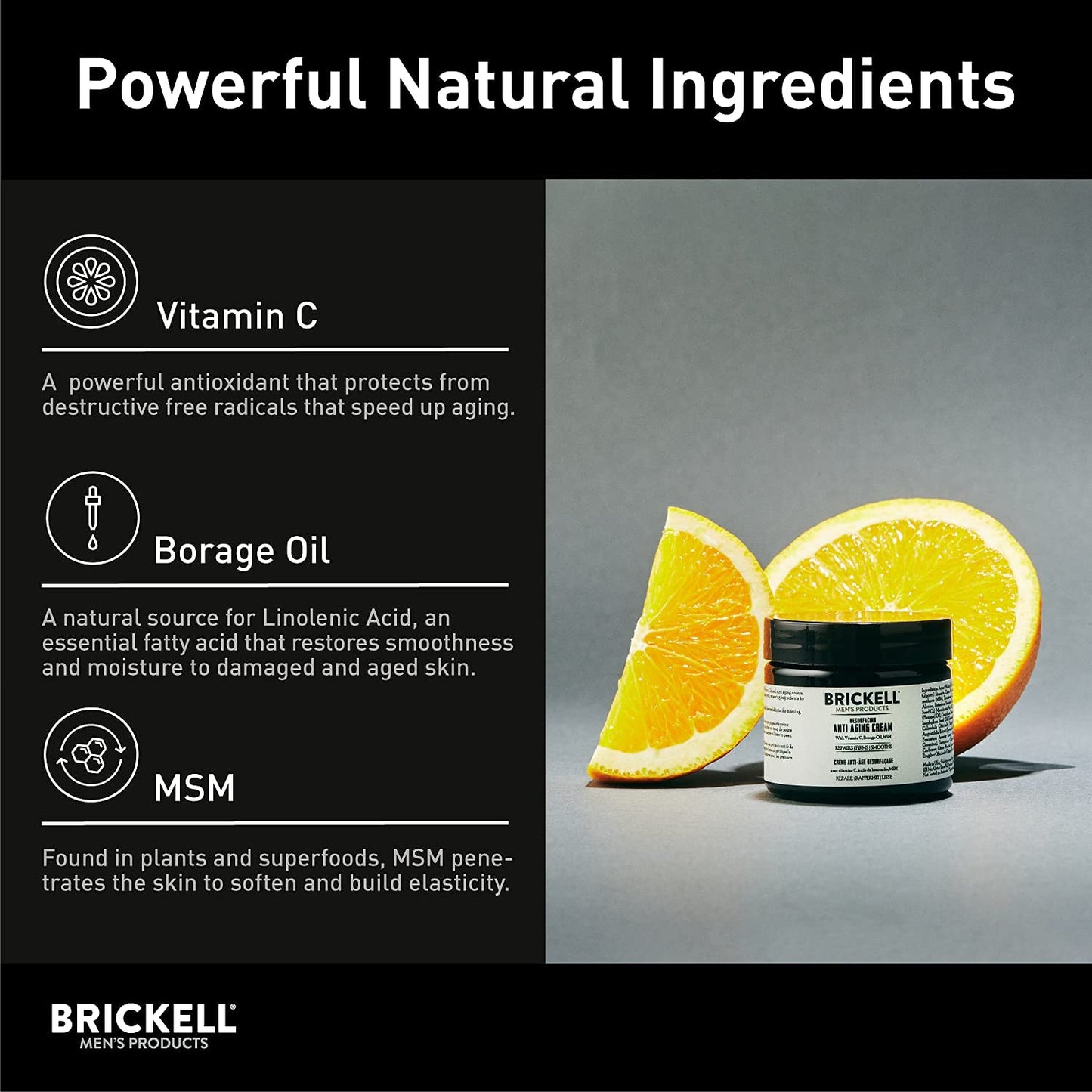 Brickell Men's Products Resurfacing Anti-Aging Cream For Men, Natural and Organic Vitamin C Cream, 59 mL, Unscented