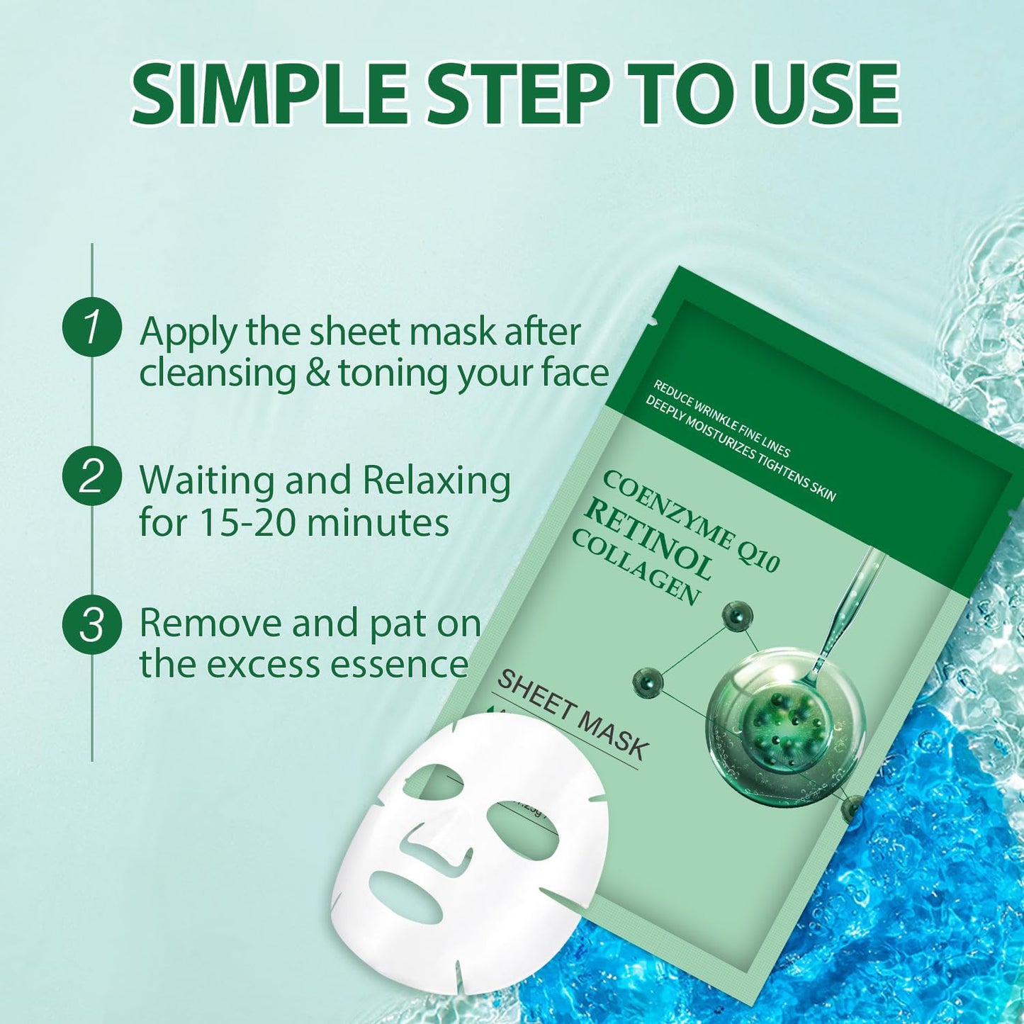 Collagen Q10 Retinol Face Mask – Pack of 10 | TRYTLION