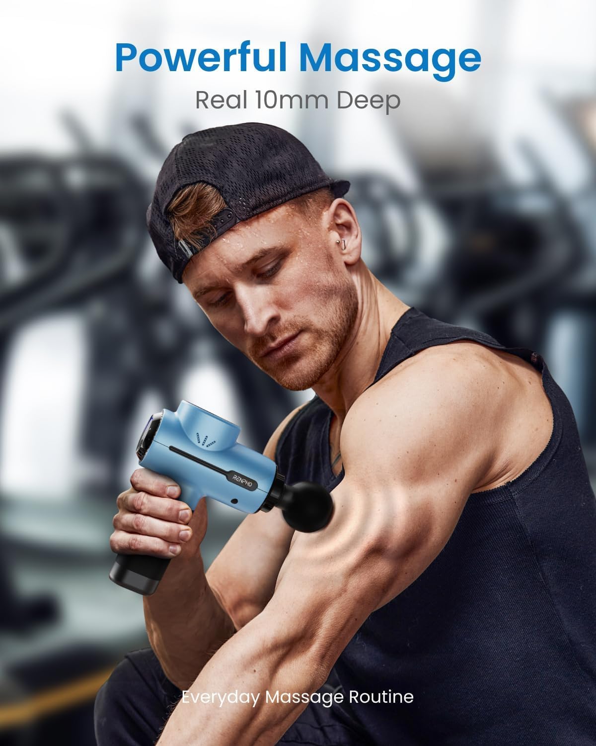 Massage Gun, RENPHO Powerful Message Gun Percussion Muscle Massage Gun Massager with Type-C Charging for Muscle Massage Relax, Blue