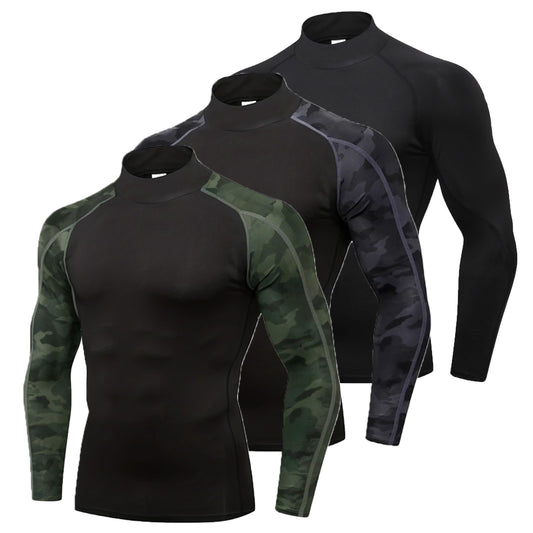 3 Pack Long Sleeve Running Tops Mens,Base Layers Compression Top T-Shirts,Quick Dry Wicking Gym Athletic Training Workout Tee Shirts