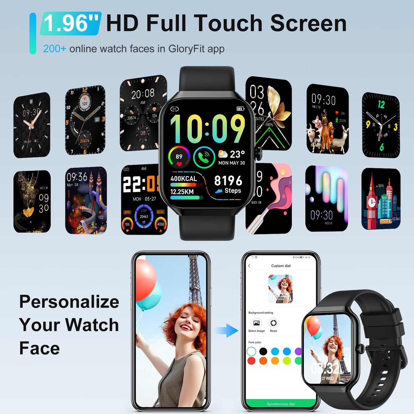 Smart Watch – Answer / Make Calls, 1.96" HD Fitness Smartwatch