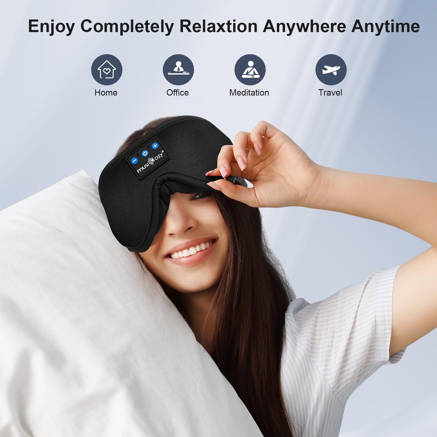 MUSICOZY Sleep Mask Headphones,Upgraded 3D Sleep Headphones Bluetooth Eye Mask Headphones for Sleeping,Travel,Nap,Restful Sleep,Shift Work,100% Blackout Sleep Masks with Headphones for Women & Men