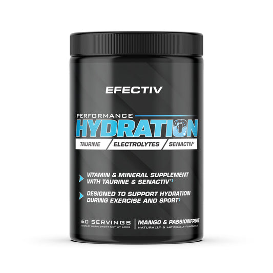 EFECTIV Performance Hydration - Electrolytes Powder 600g - Mango & Passionfruit - Premium Electrolyte Supplement with Added Senactiv & Taurine - Made in The UK - Vegan (60 Servings)