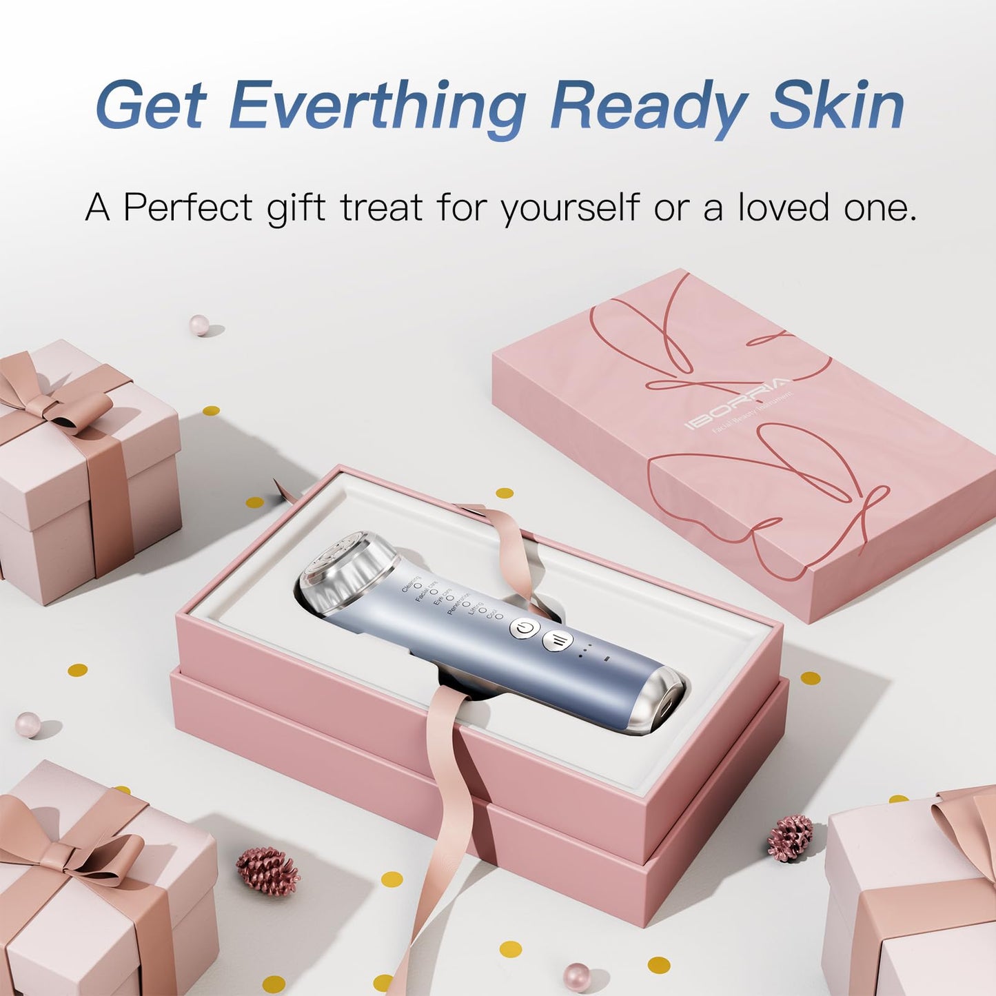 IBORRIA 2MHz Radio Frequency Skin Tightening, Aura2 Pro Face Massager Microcurrent Face Lift Device, Facial Massager Electric Face Sculptor, 90kHz EMS Face Lifting Machine, Skin Tightening (Blue)