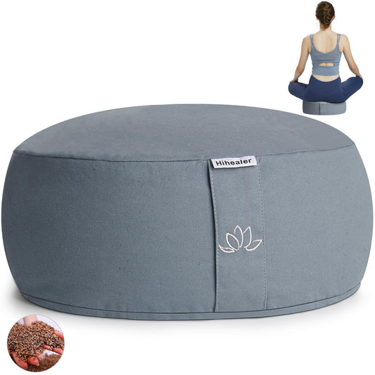 Hihealer Meditation Cushion Meditation Yoga Floor Cushion Pillow Filled by Buckwheat Hulls Added Activated Carbon, 33 x 33 x 15 CM Height, Christmas Xmas Gifts for Women Men