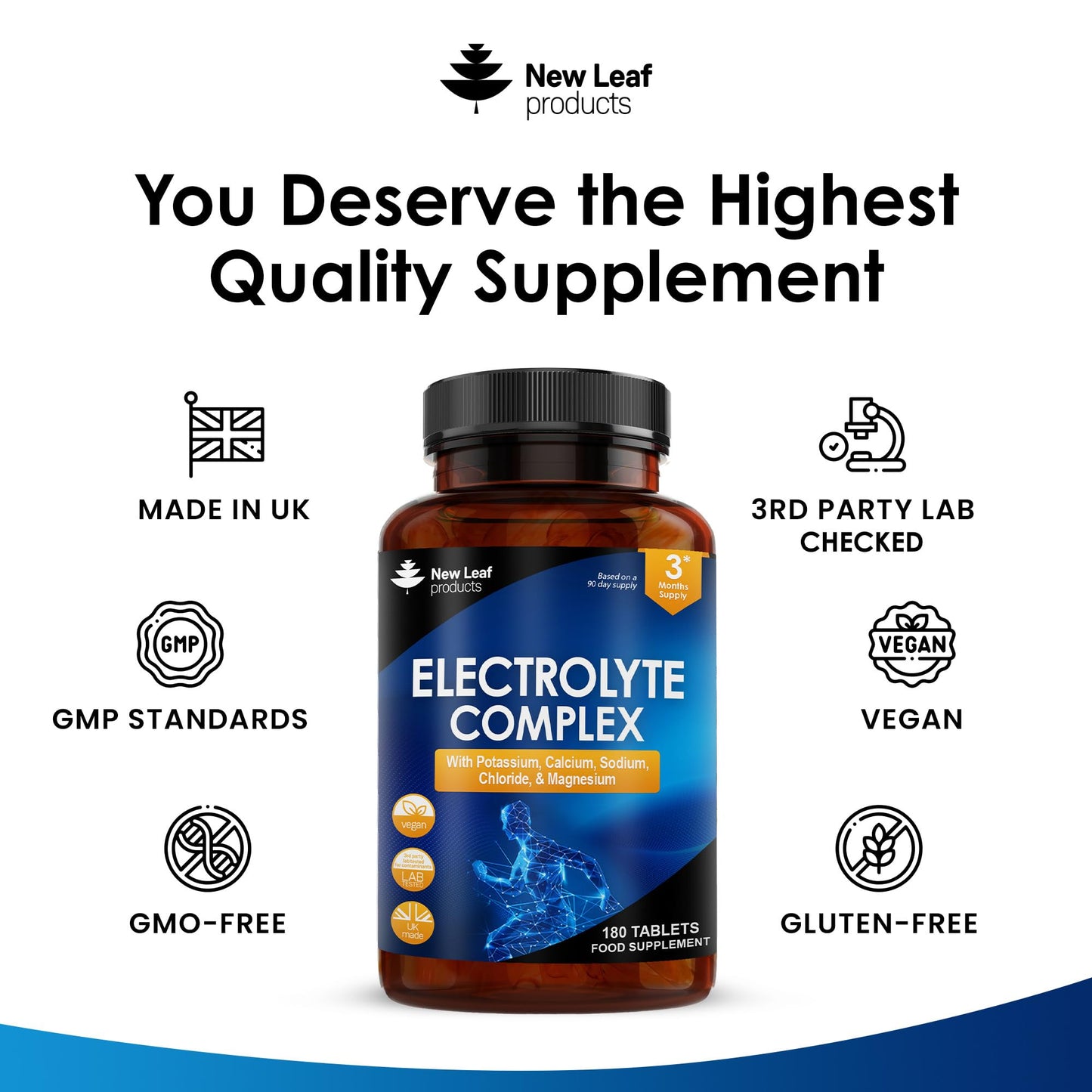 Electrolytes Tablets - High Strength Electrolyte Tablets Rehydration Tablets - with Potassium, Calcium, Sodium, Chloride, and Magnesium Fasting Keto Electrolytes Vegan Made in UK