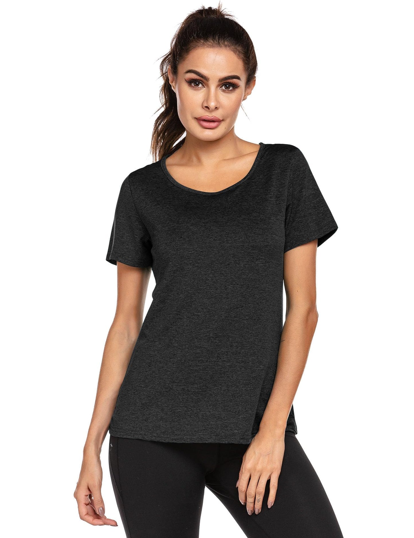 PINSPARK Women's 1 or 3 Pack Sport Tshirt Cross Back Yoga Sport Tshirt Breathable Ladies Quick-Drying Activewear Tops Flexible Athletic Gym T-Shirts PAT1 or 3 XL