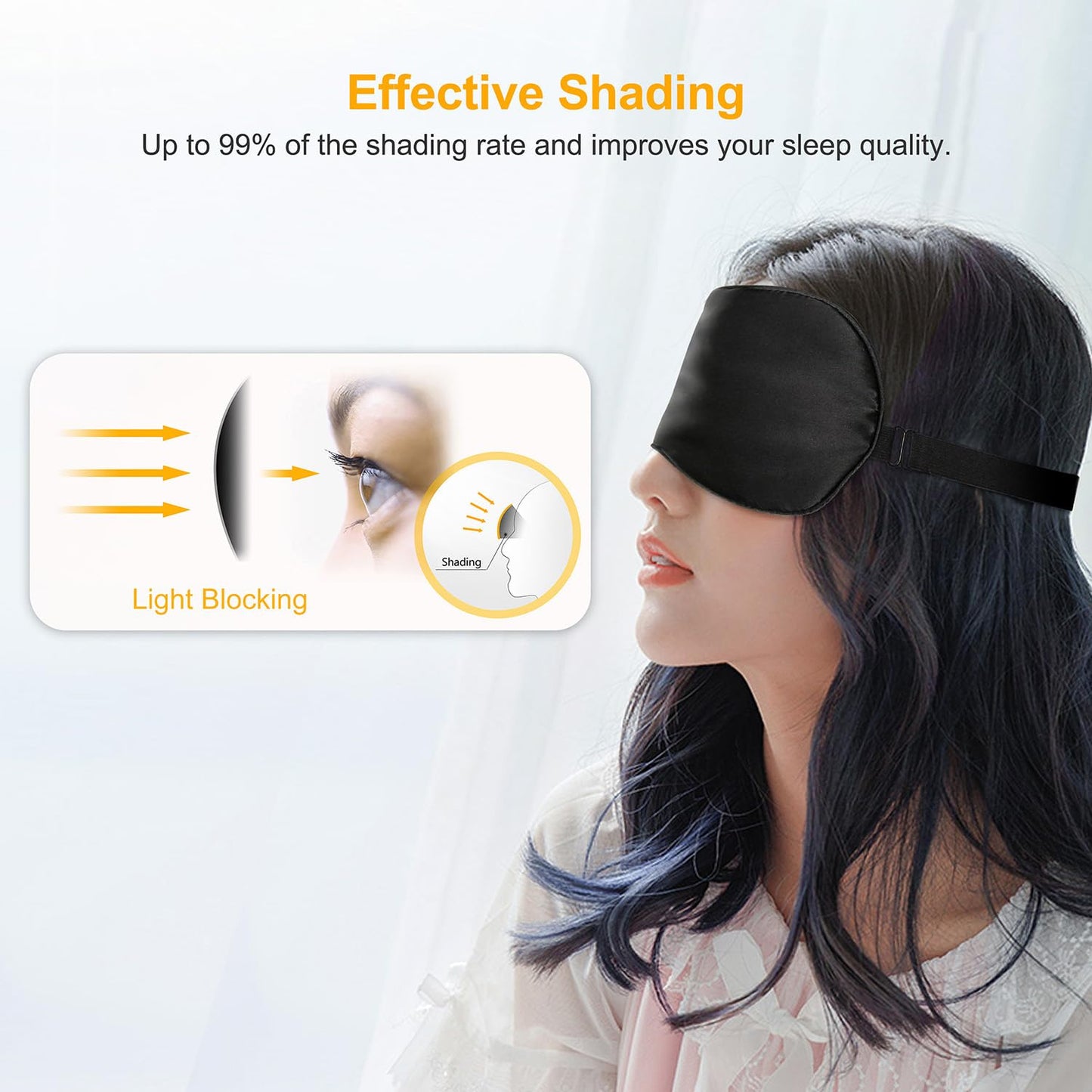 Gritin Silk Sleep Mask, Eye Mask, Light-Blackout Design Ultra Soft & Comfortable 100% Natural Silk Sleeping Mask Eye Blinder with Adjustable Strap and Ear Plug for Men, Women and Kids