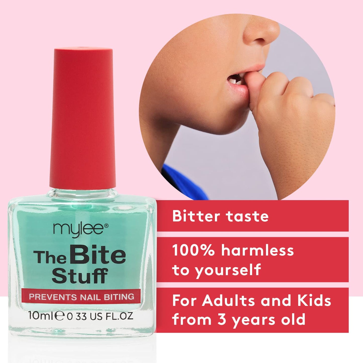 Mylee The Bite Stuff - Stop Biting Your Nails - prevention/Anti nail biting polish For adults & children - Clear nail varnish, Fast and Easy application - Water Resistant