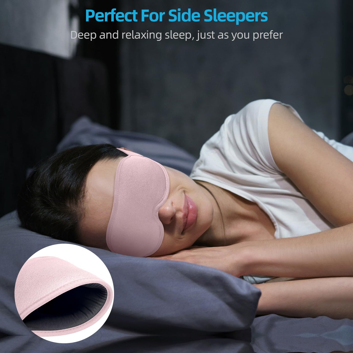 2025 Innovative Sleep Mask for Men and Women, Trilancer 3D 100% Light Blocking Design, Comfortable Eye mask, Blackout Blindfold for Sleeping, Nap, Meditation, Travel, with Earplugs (Pink)
