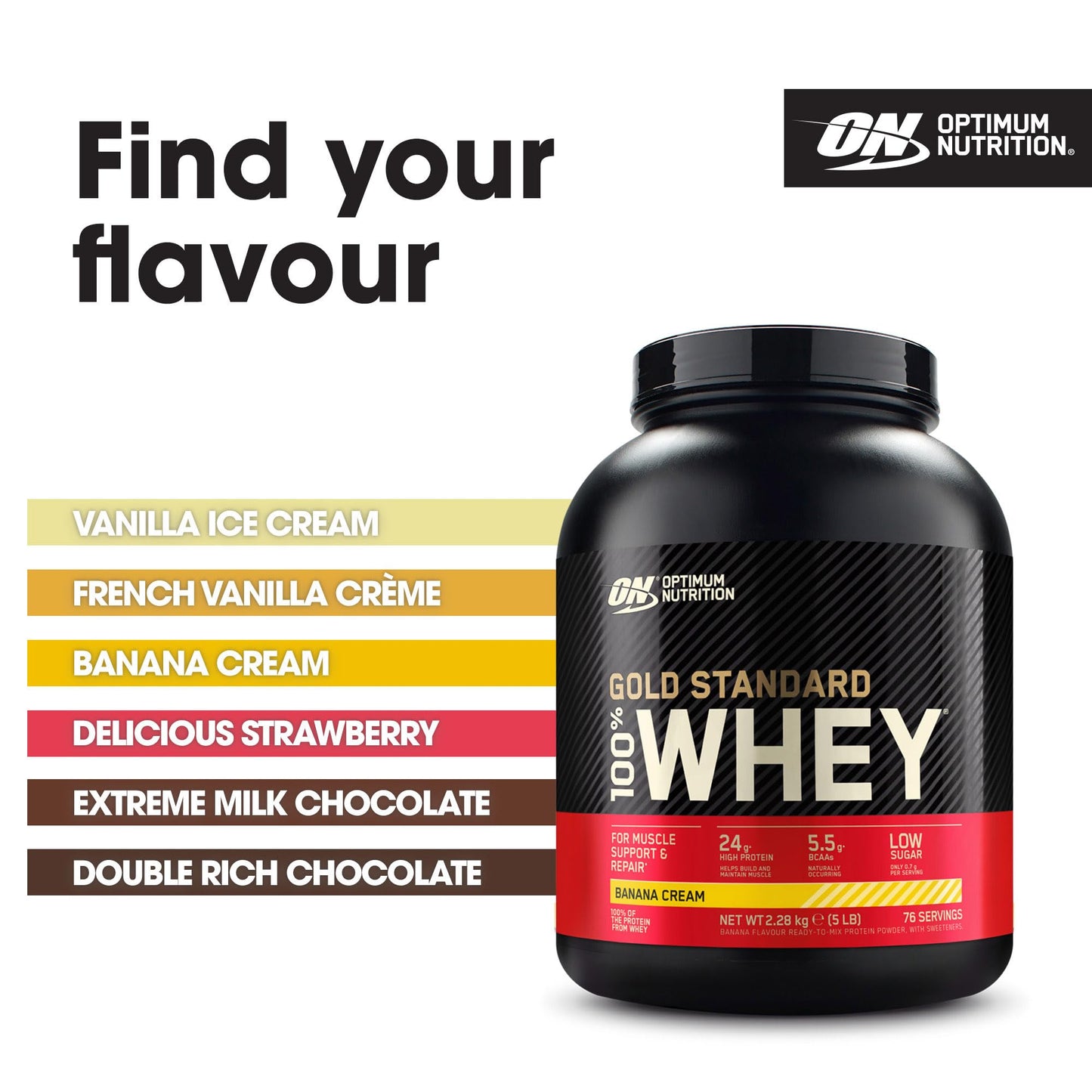 Optimum Nutrition Gold Standard Whey Protein 2.28 kg – Banana Cream | TRYTLION