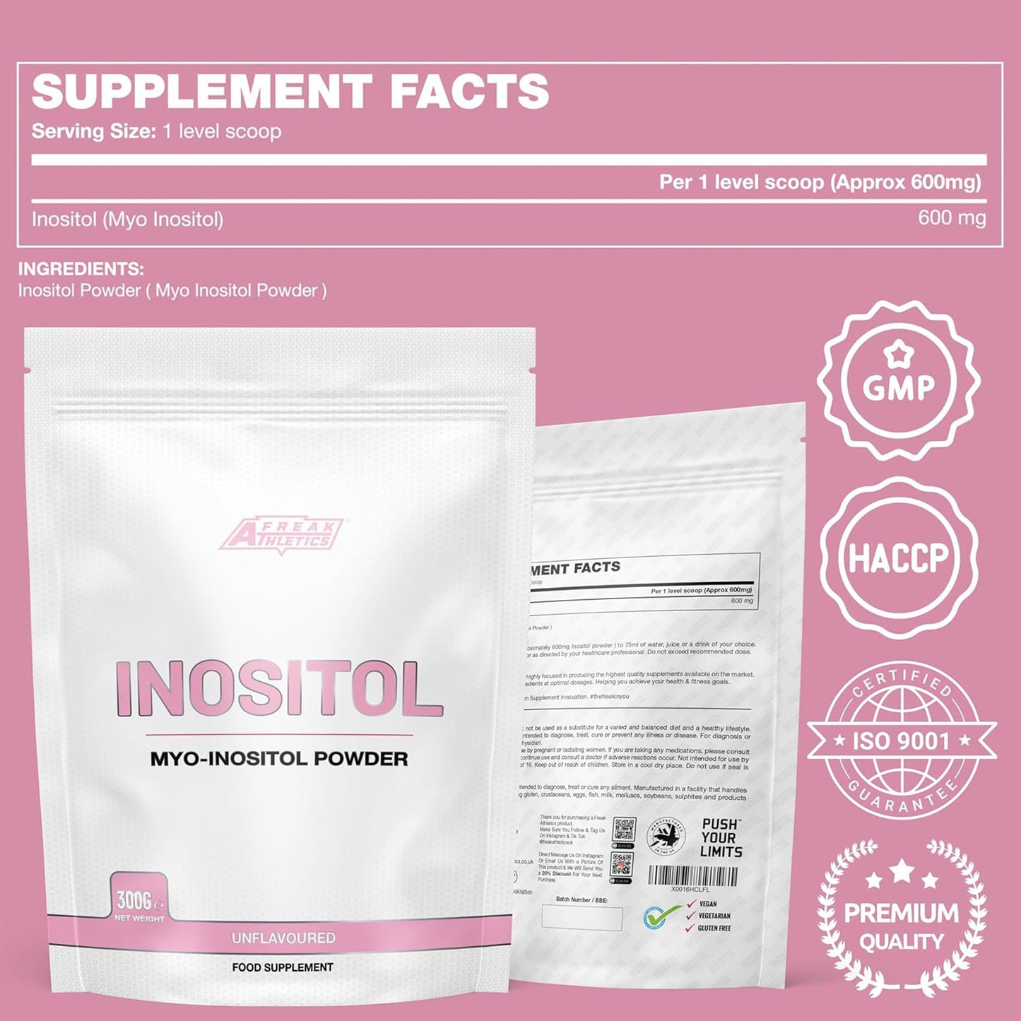 Inositol (Myo-Inositol) Powder 300g | Premium Myo Inositol Powder - Supports Women with PCOS - Promotes Hormonal Balance & Normal Ovarian Function