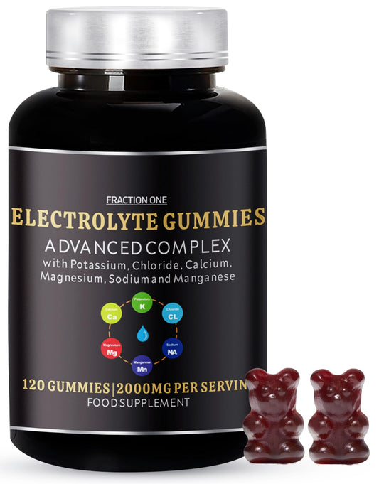 Fraction One Electrolyte Gummies – 2000 mg per Serving, Enhanced with Potassium, Chloride, Calcium, Magnesium, Sodium and Manganese – Supports Energy and Hydration – 120 Gummies – 60 Days Supply