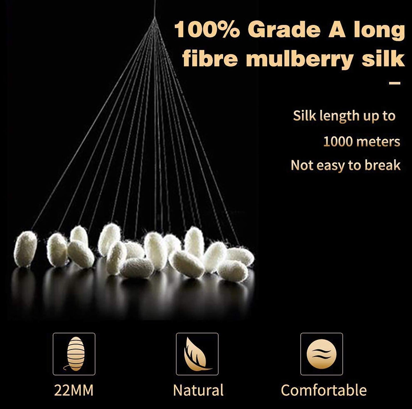 Natural Silk Federa, ipoallergenico, 22momme, 100% Seta, 600 Filati, con a Scomparsa Cerniera (White, 50x75cm)