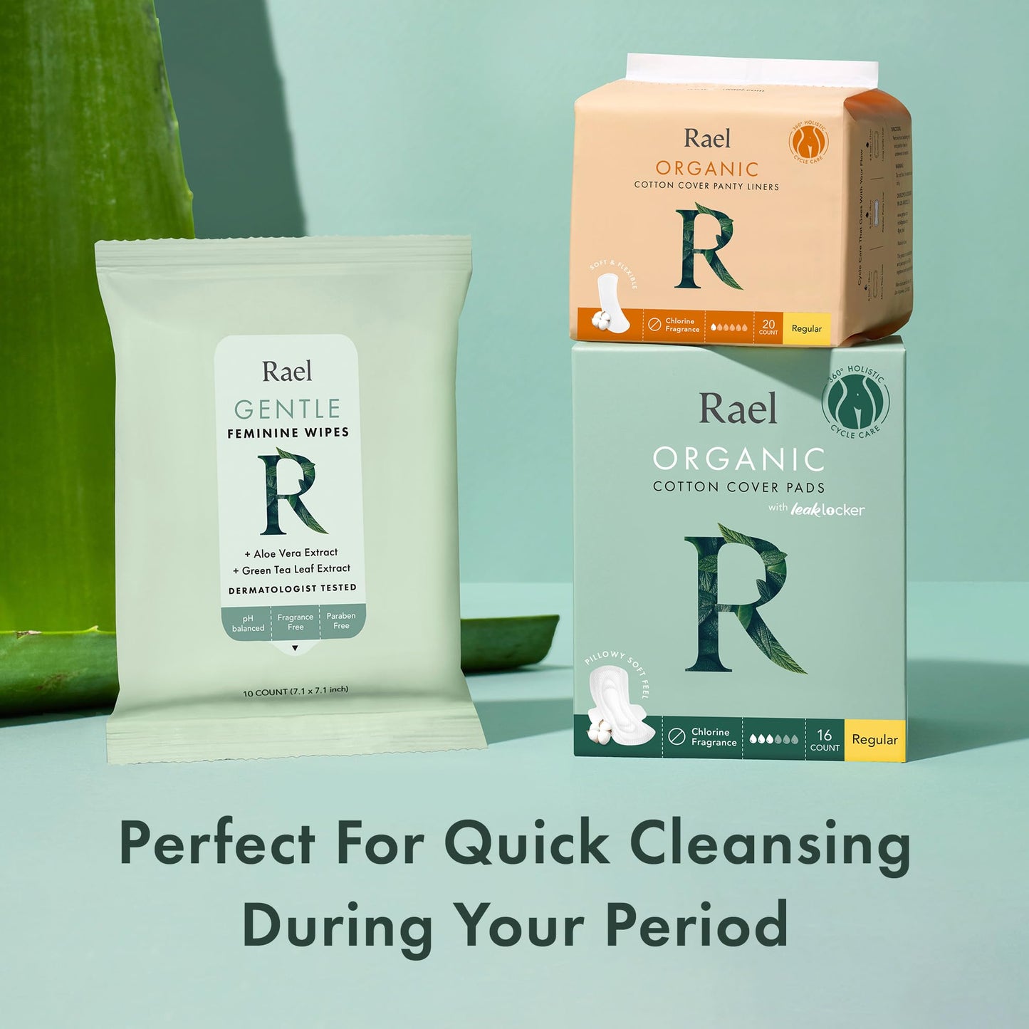 Rael Flushable Feminine Intimate Wipes - pH-Balanced, Unscented, Aloe Vera Extract, Safe for Sensitive Skin, Vegan & Cruelty Free, Travel Size (10 Count, Pack of 3)