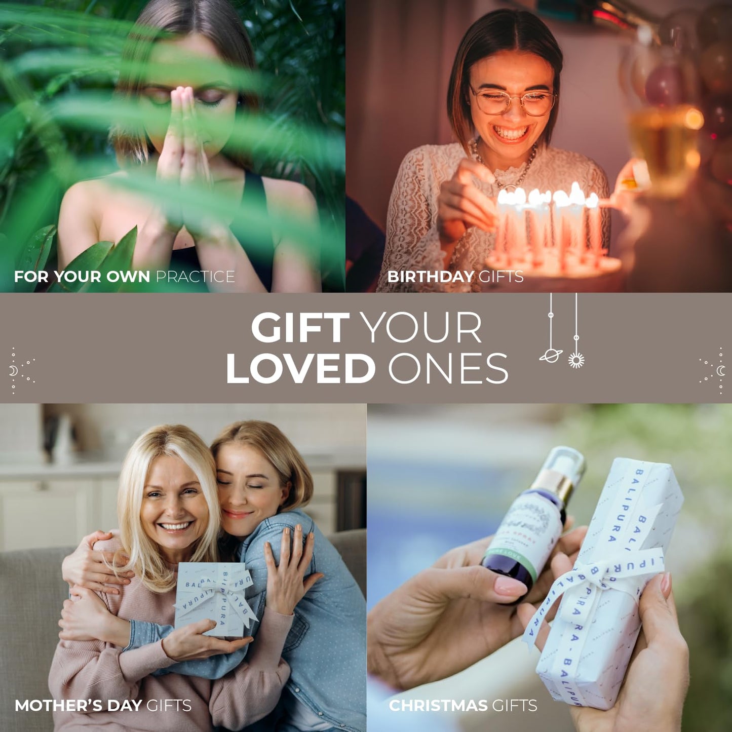 BALIPURA Aura Spray Mix Set – 4-Piece Crystal-Infused Mists