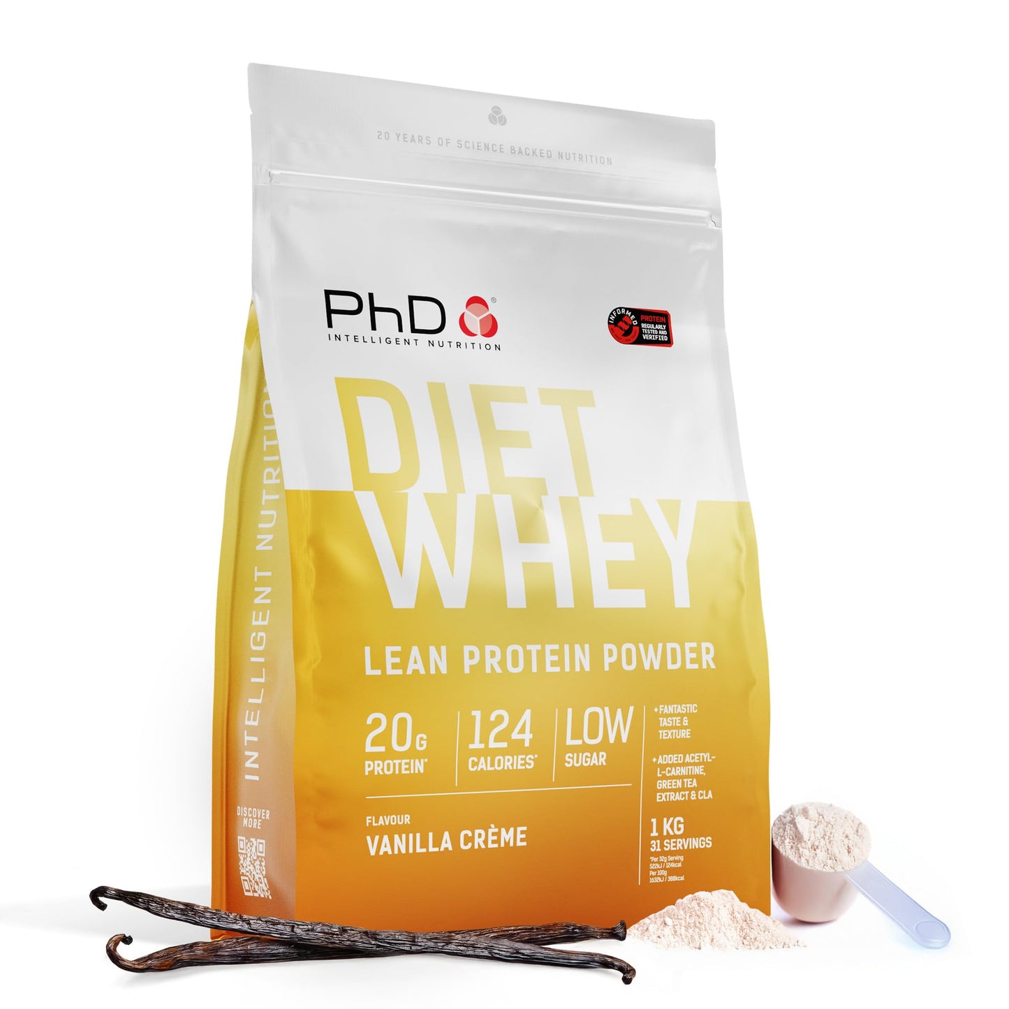 PhD Diet Whey Lean Protein Vanilla Crème 1 kg | TRYTLION