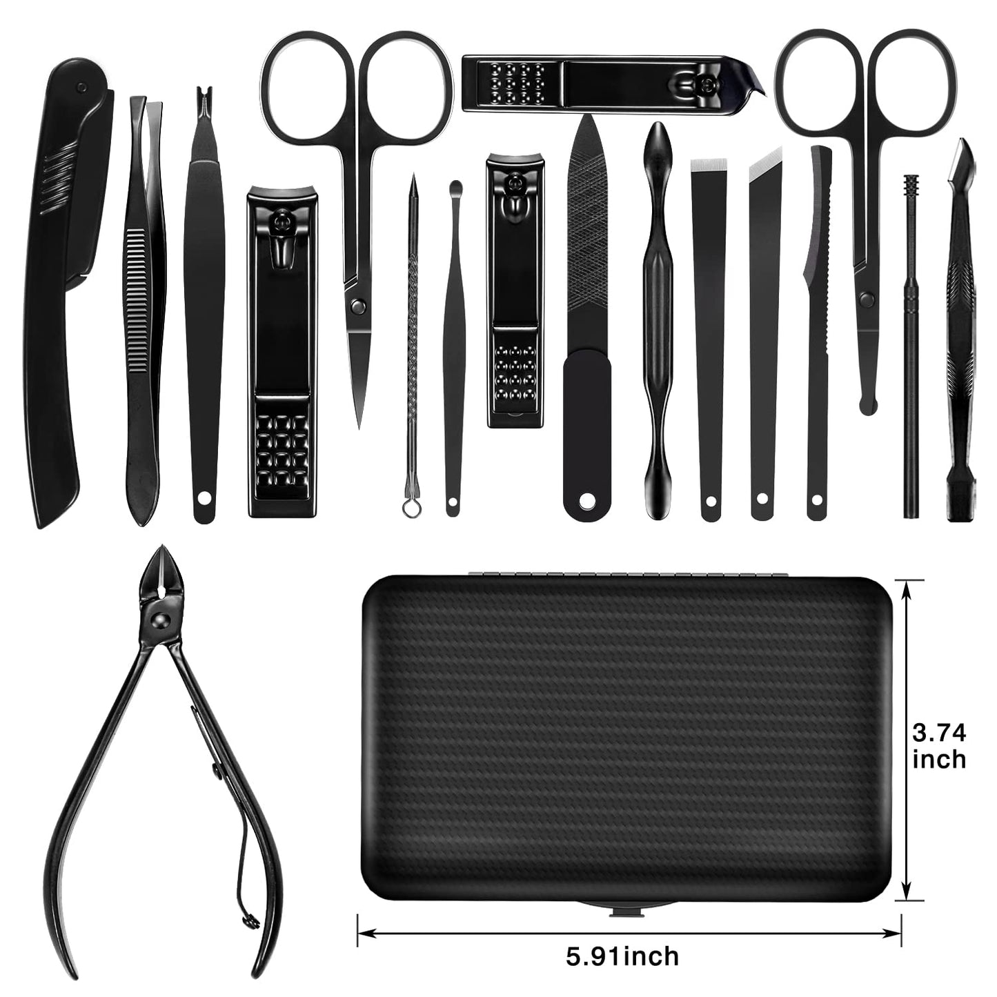 OWill Manicure Set, 18pcs Nail Clippers Pedicure Kit Nail Care Kit Manicure Professional Tools Gift for Men Women Friends and Parents (Black & Red)