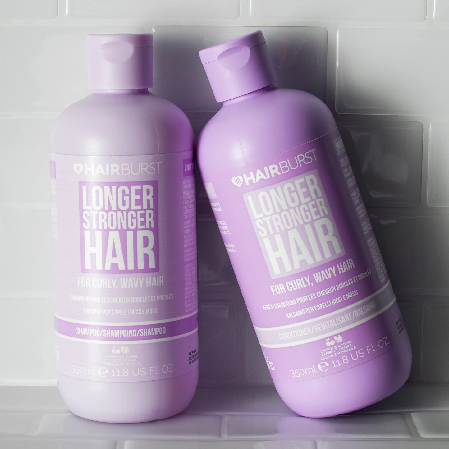 HAIR BURST Wavy & Curly Hair Shampoo and Conditioner Set — Sulfate, SLS, Paraben Free, CGM Approved - Nourishing Amino Acids, Almond Extract & Cherry Oil - Curl Enhancing, Frizz Control & Moisturising