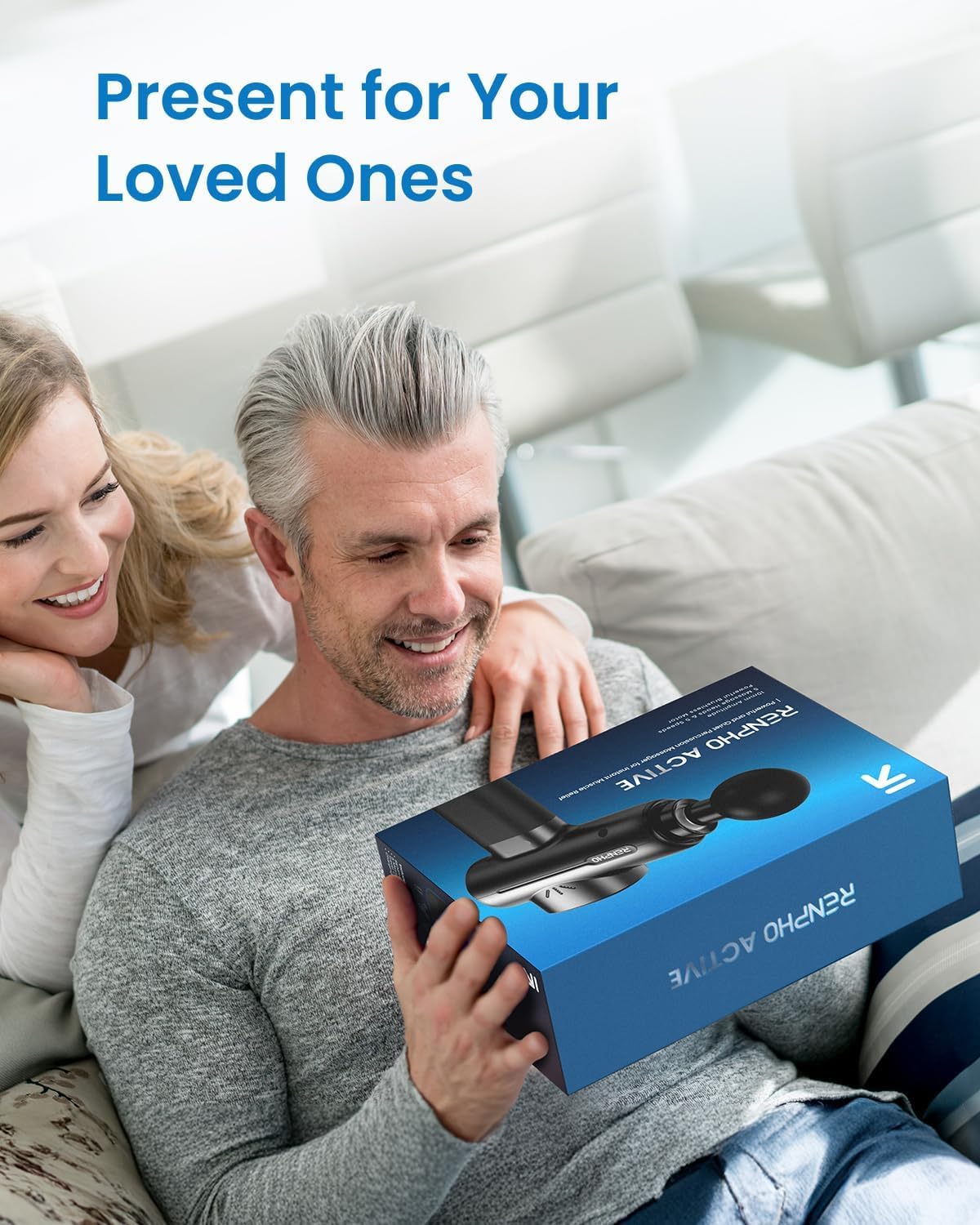 Massage Gun, RENPHO Powerful Message Gun Percussion Muscle Massage Gun Massager with Type-C Charging for Muscle Massage Relax, Blue