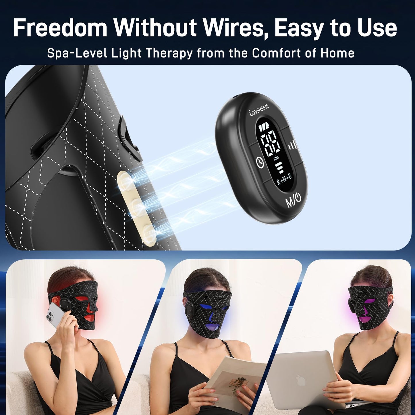 Lovsheme LED Face Mask – Wireless Red Light Therapy