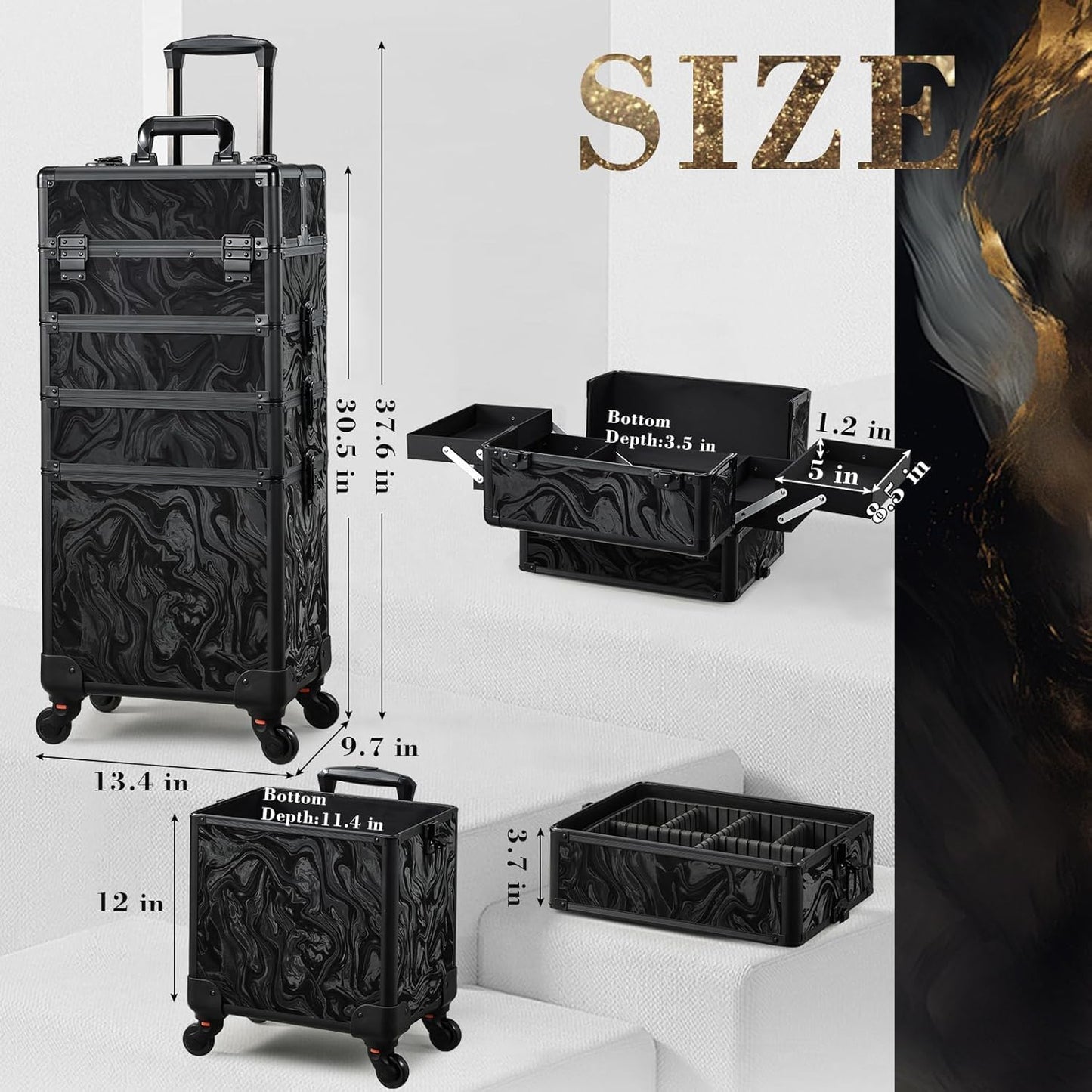 Stagiant 4-in-1 Makeup Trolley Vanity Case – Alpine Black