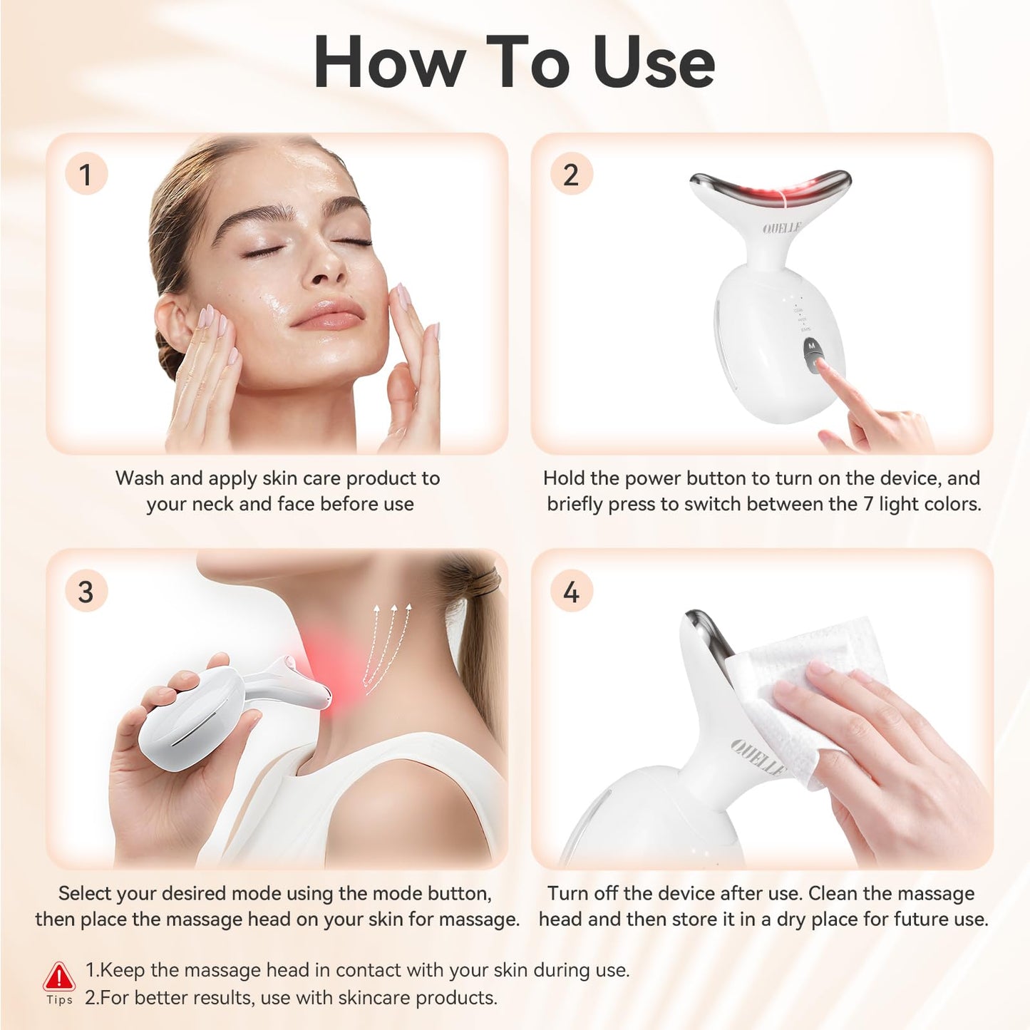 QUELLE 7-Color Face & Neck Massager – Anti-Aging Device (AM-816)