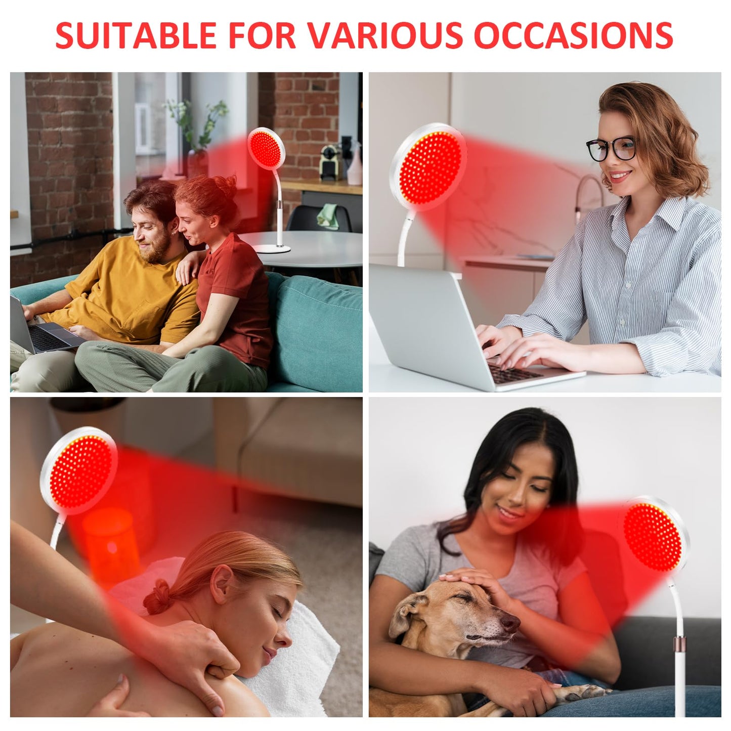 Red Light Lamp with Base, 660nm&850nm Infrared Light Lamps, 3-in-1 Chip Design & Adjustable Gooseneck & 10/30/45mins Timer, 100LEDs Red Lights Lamp for Home Use