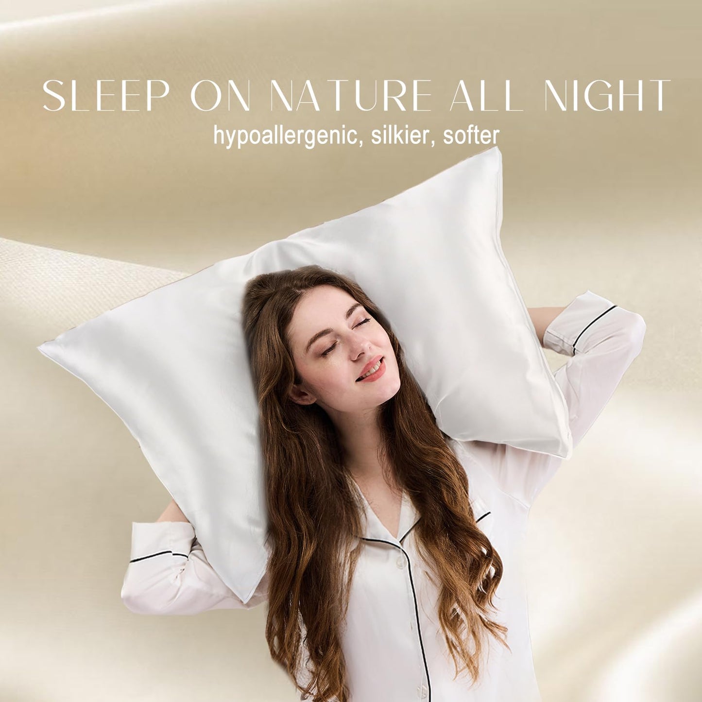 ZIMASILK 100% Mulberry Silk Pillowcase for Hair and Skin Health, Both Sides 19 Momme Premium Grade 6A Silk, Soft & Smooth, 600 Thread Count, with Hidden Zipper, 1pc (Standard 50x75 cm, White)