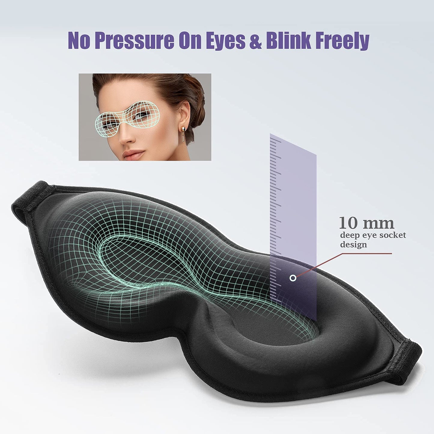 onaEz Sleep Mask, Super Soft Comfort Milk Ice Silk Sleep Masks 3D Contoured Cup Blindfold Eye Mask Concave Molded Light Blocking Eye Cover for Travel, Yoga, Nap, All Night Sleeping