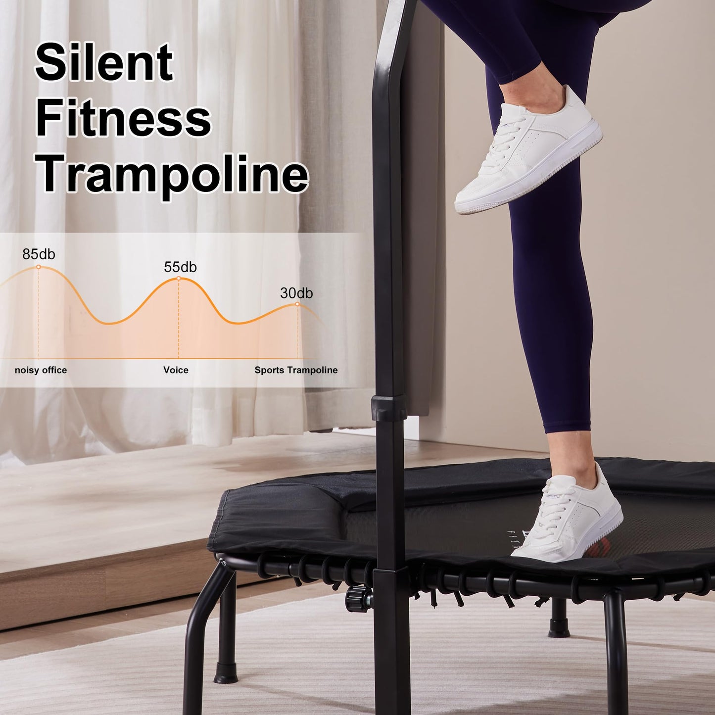 Leikefitness 50" Gym Workout Fitness Trampoline Cardio Trainer Exercise Rebounder Sports Trampoline